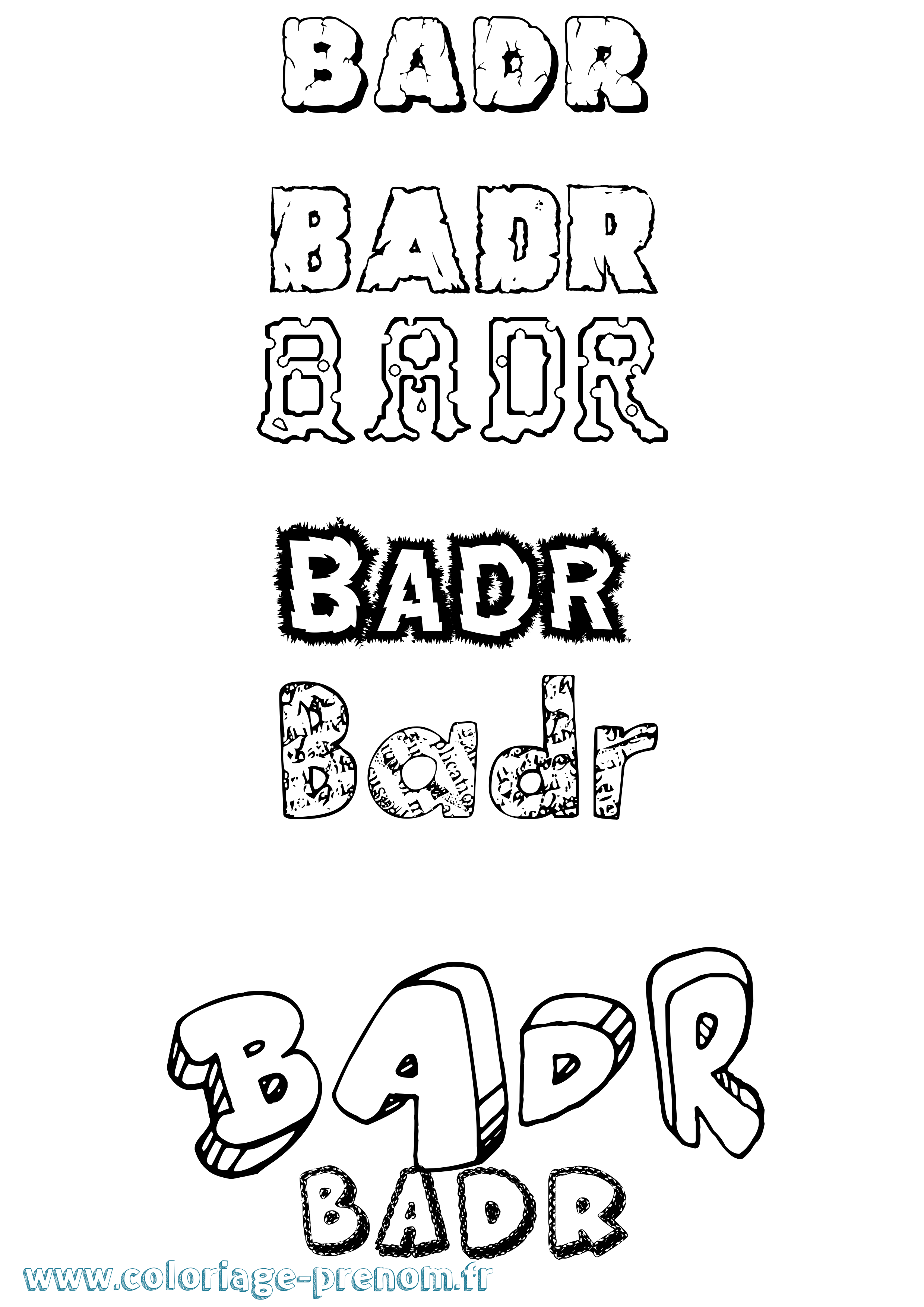 Coloriage Badr Destructuré Coloriage prénom Badr Destructuré