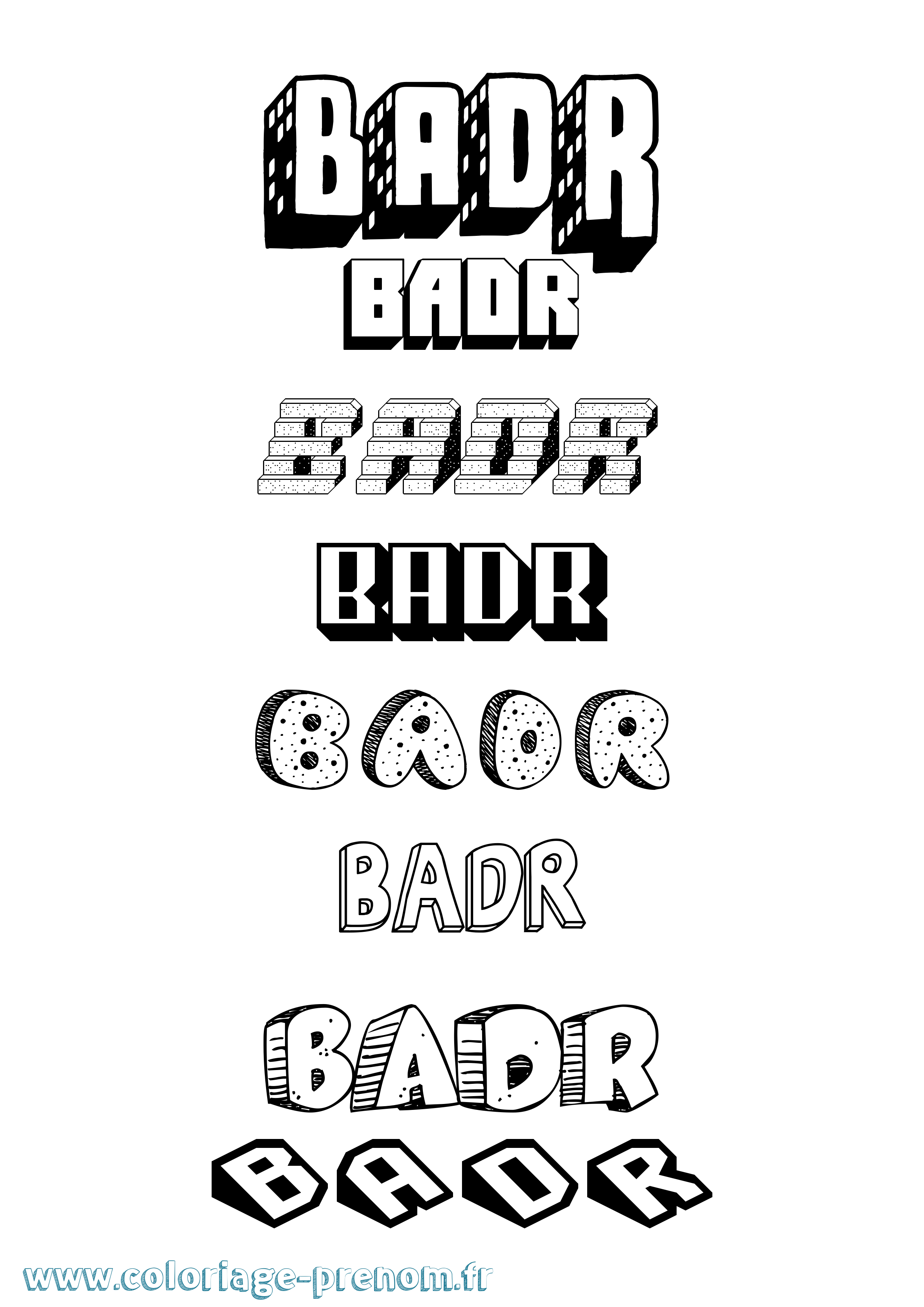 Coloriage Badr Effet 3D Coloriage prénom Badr Effet 3D