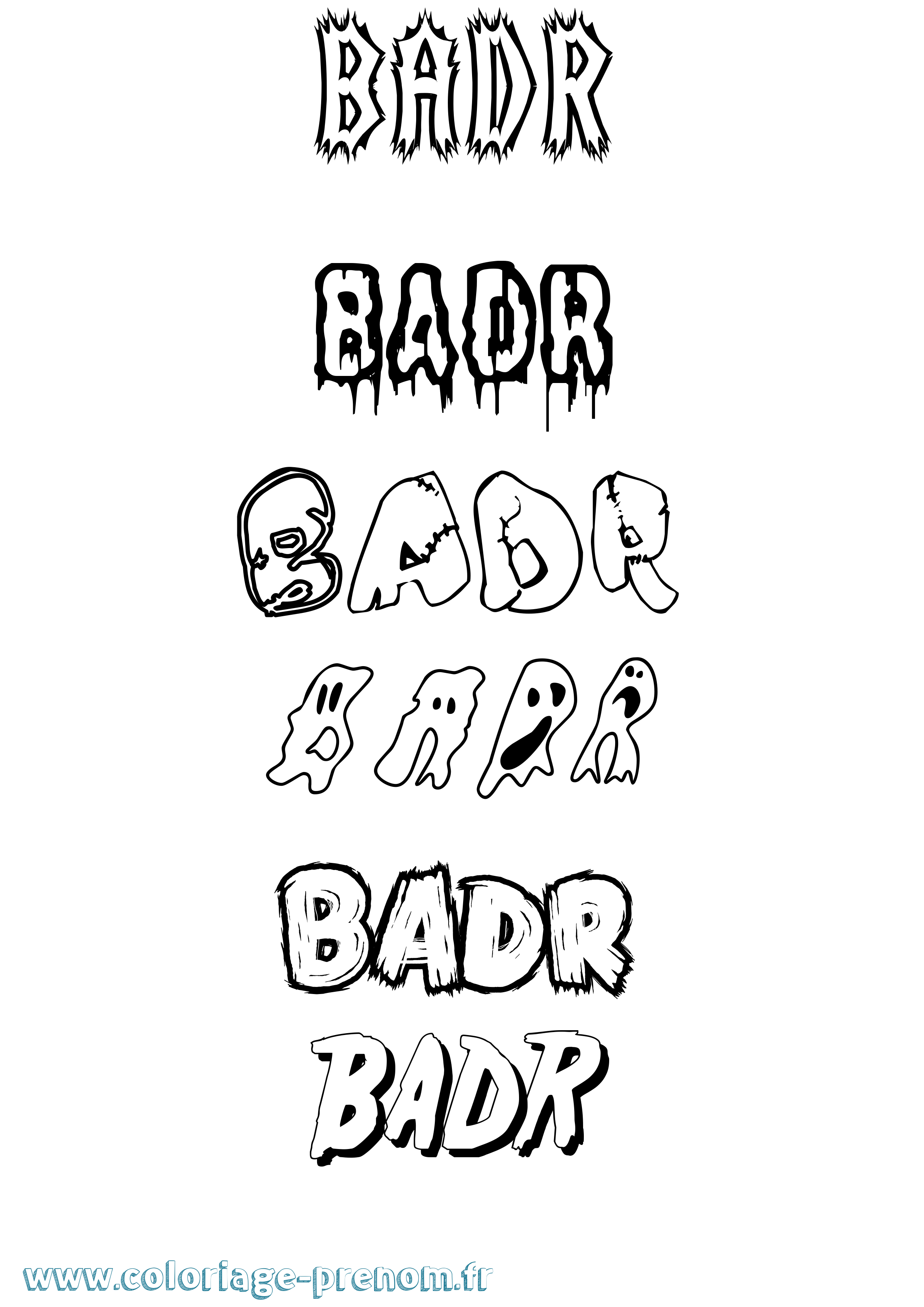 Coloriage Badr Frisson Coloriage prénom Badr Frisson