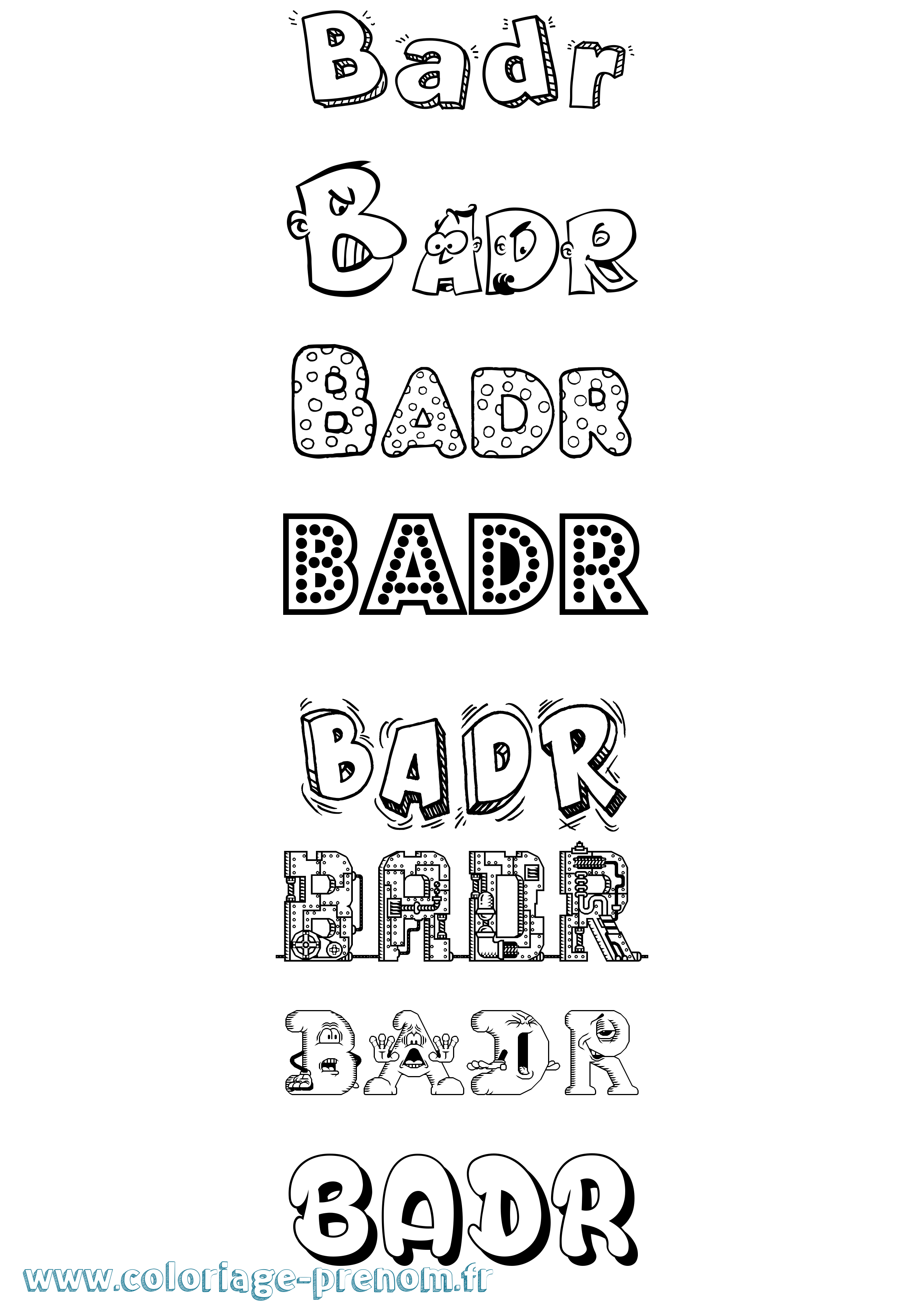 Coloriage Badr Fun Coloriage prénom Badr Fun