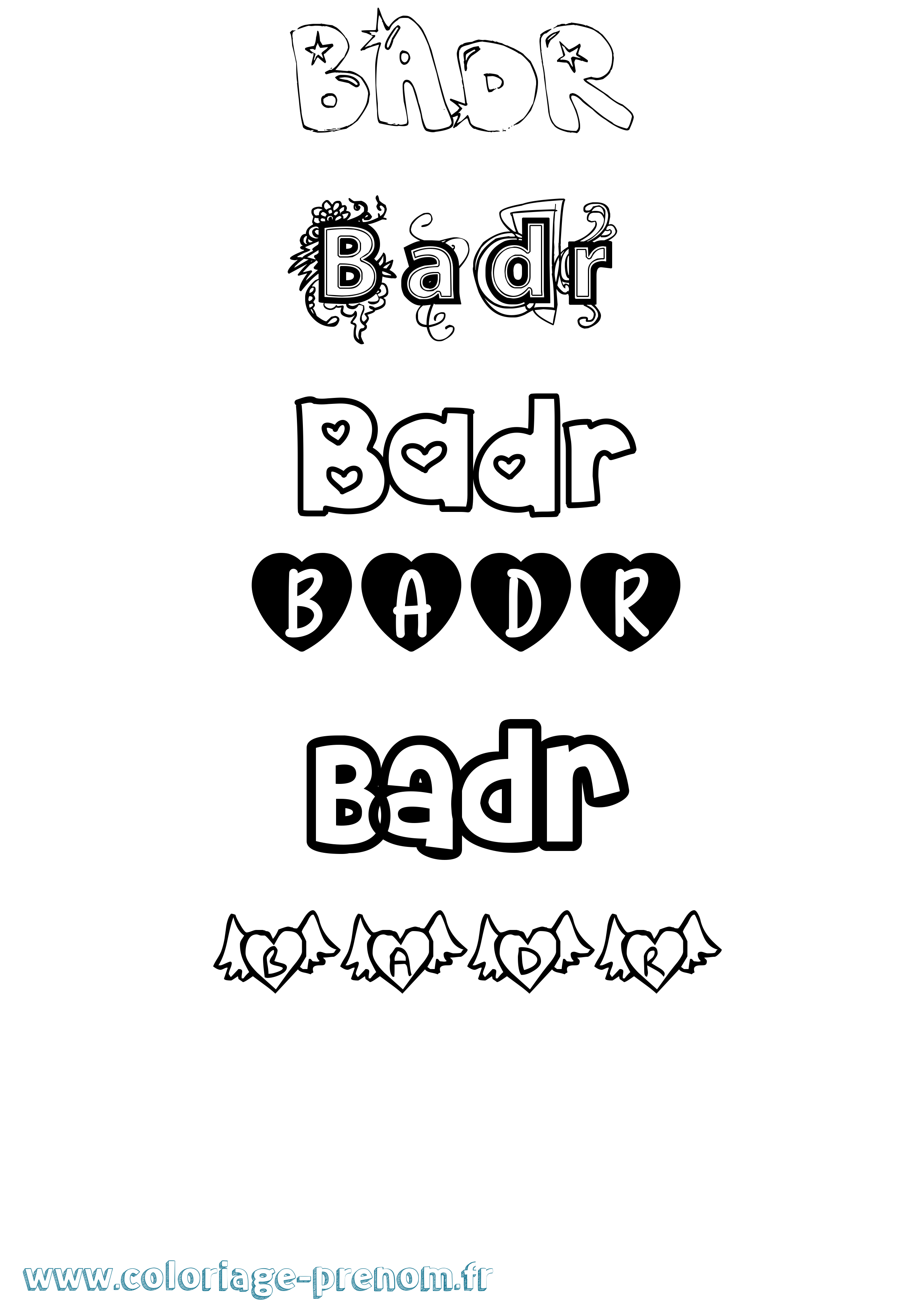 Coloriage Badr Girly Coloriage prénom Badr Girly