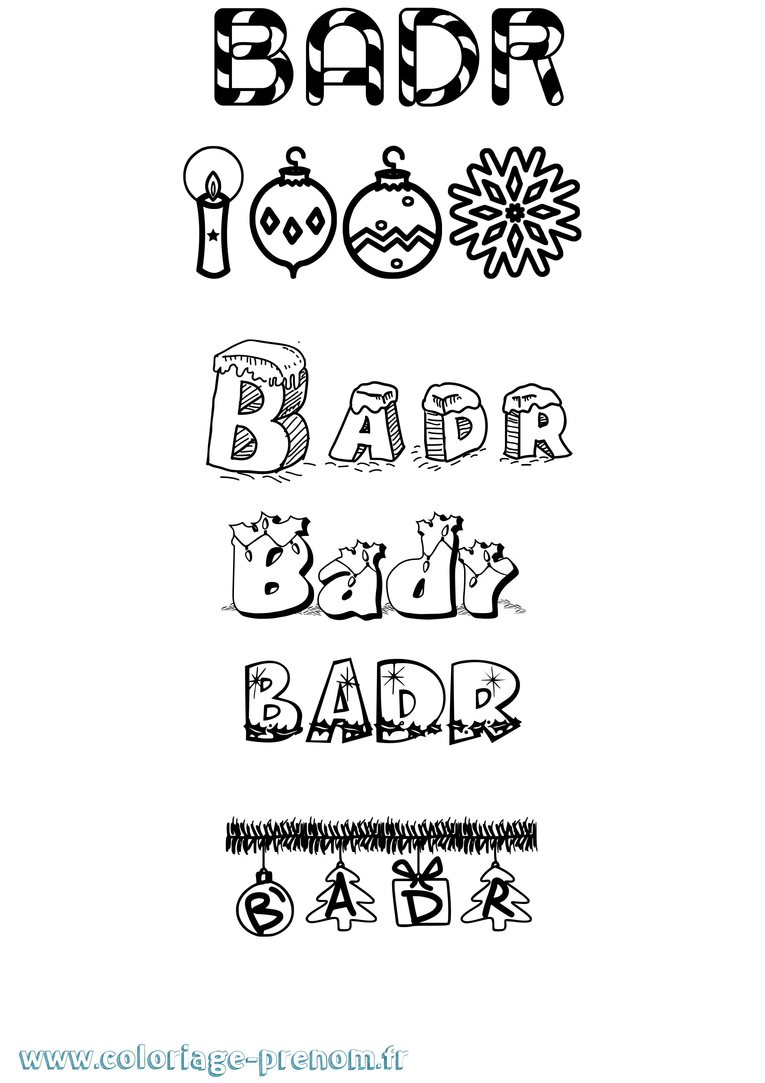 Coloriage Badr Noël Coloriage prénom Badr Noël