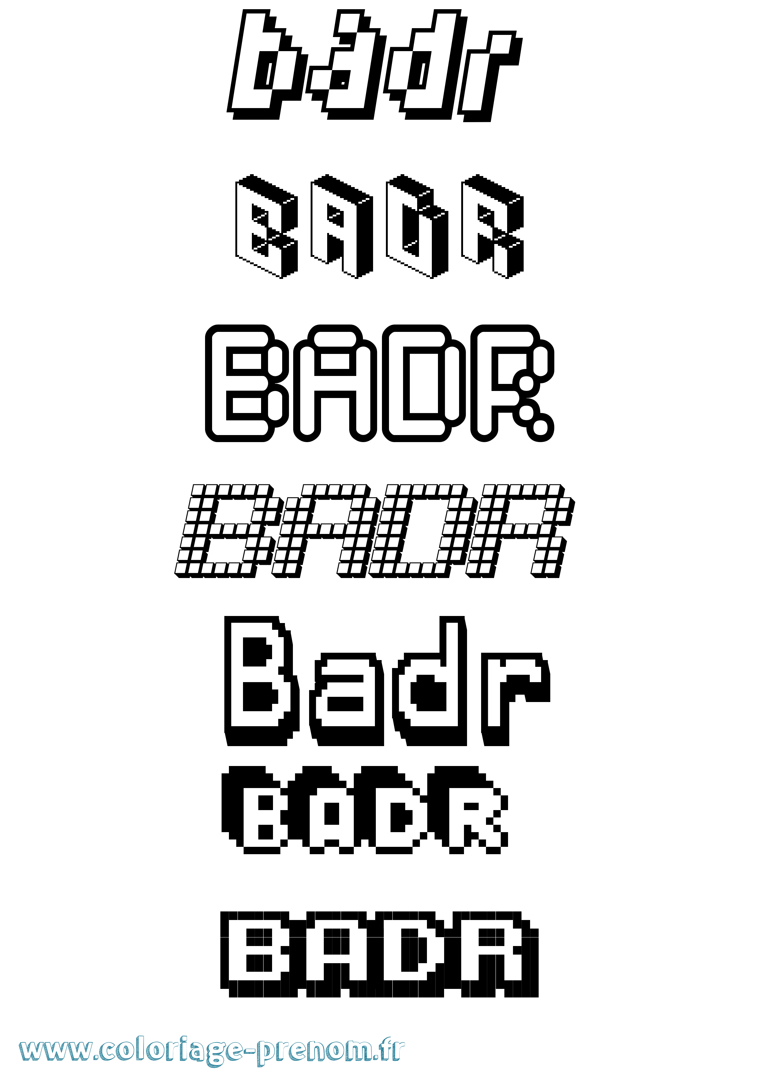 Coloriage Badr Pixel Coloriage prénom Badr Pixel