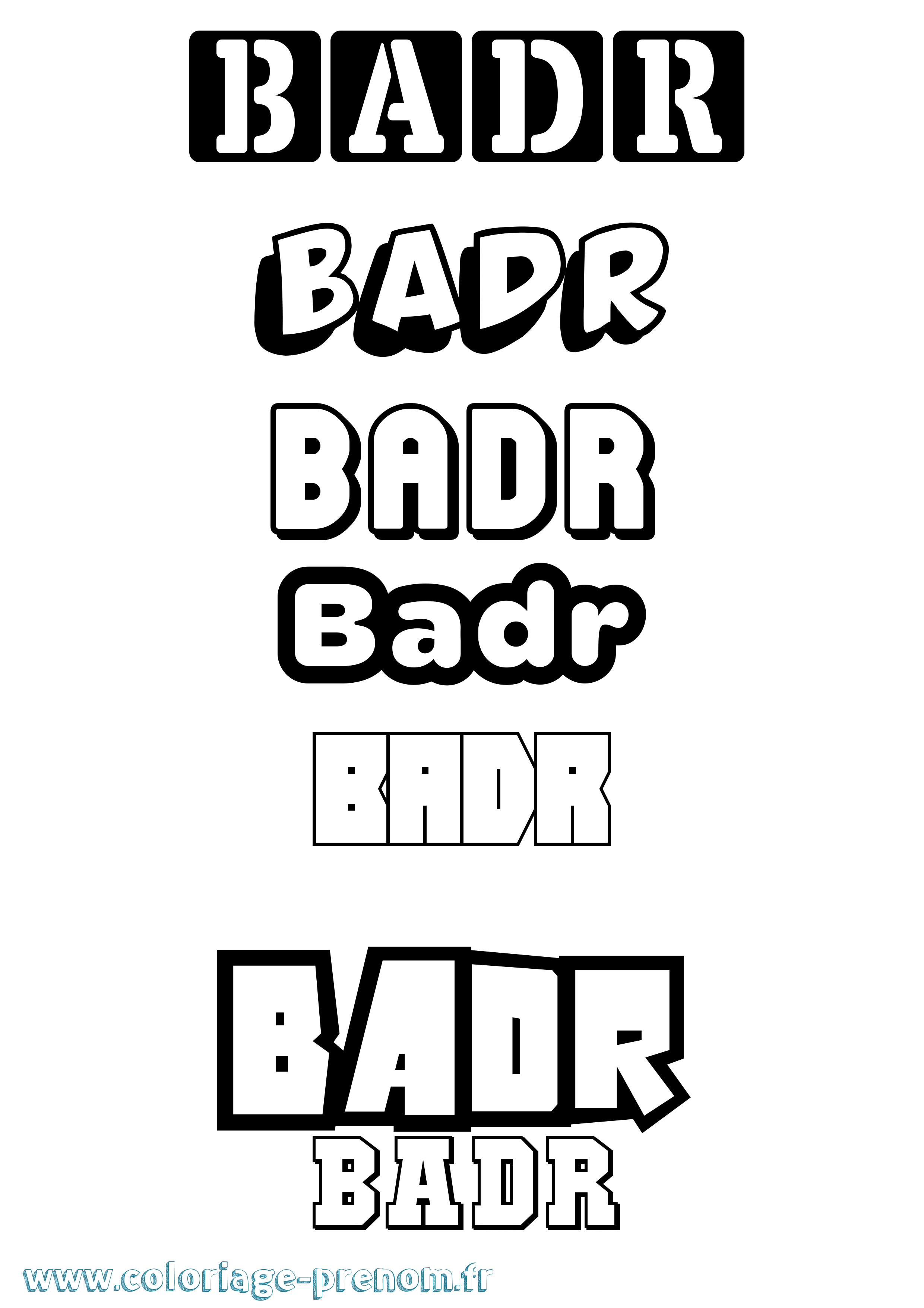 Coloriage Badr Simple Coloriage prénom Badr Simple