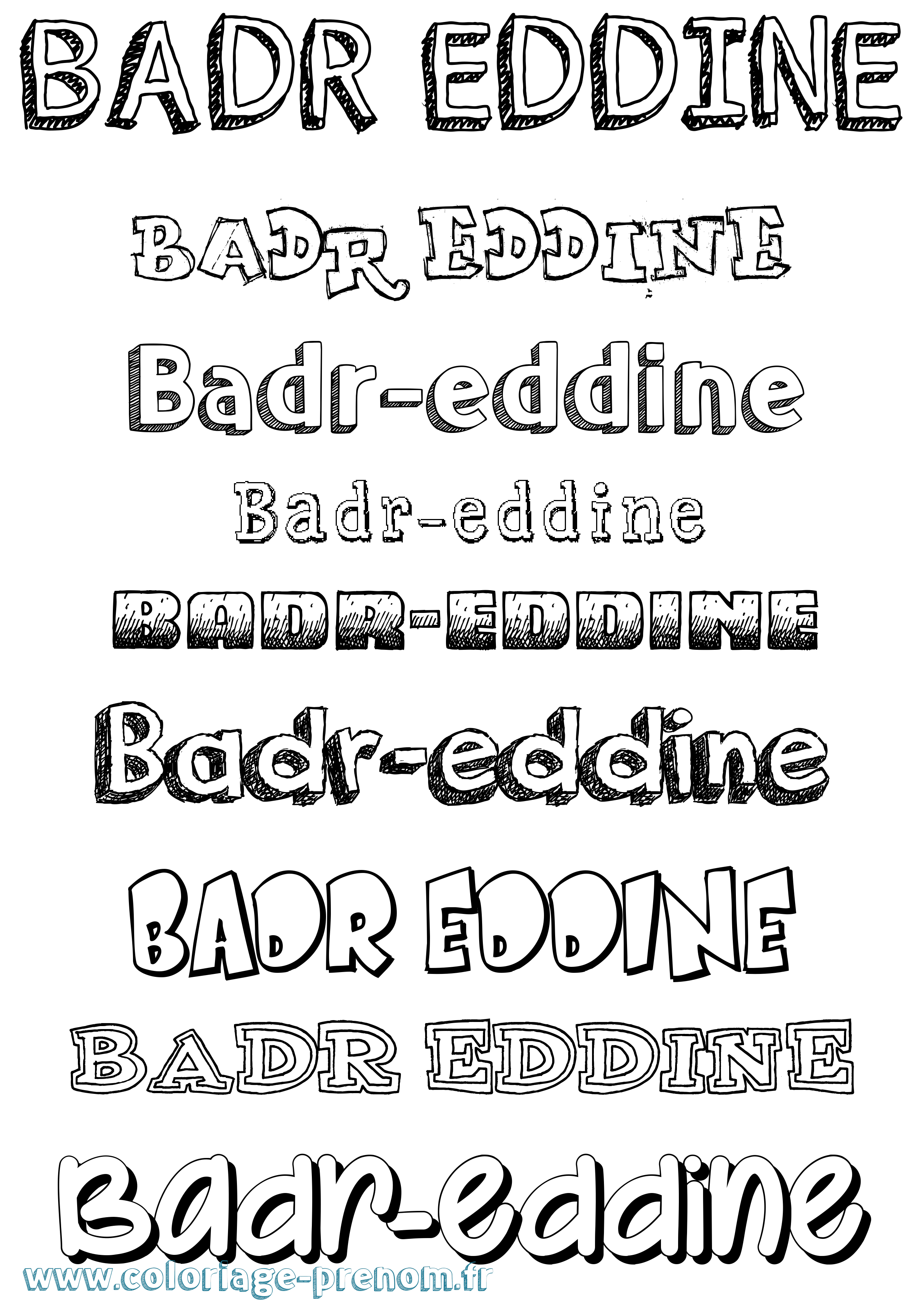 Coloriage Badr-Eddine Dessiné Coloriage prénom Badr-Eddine Dessiné