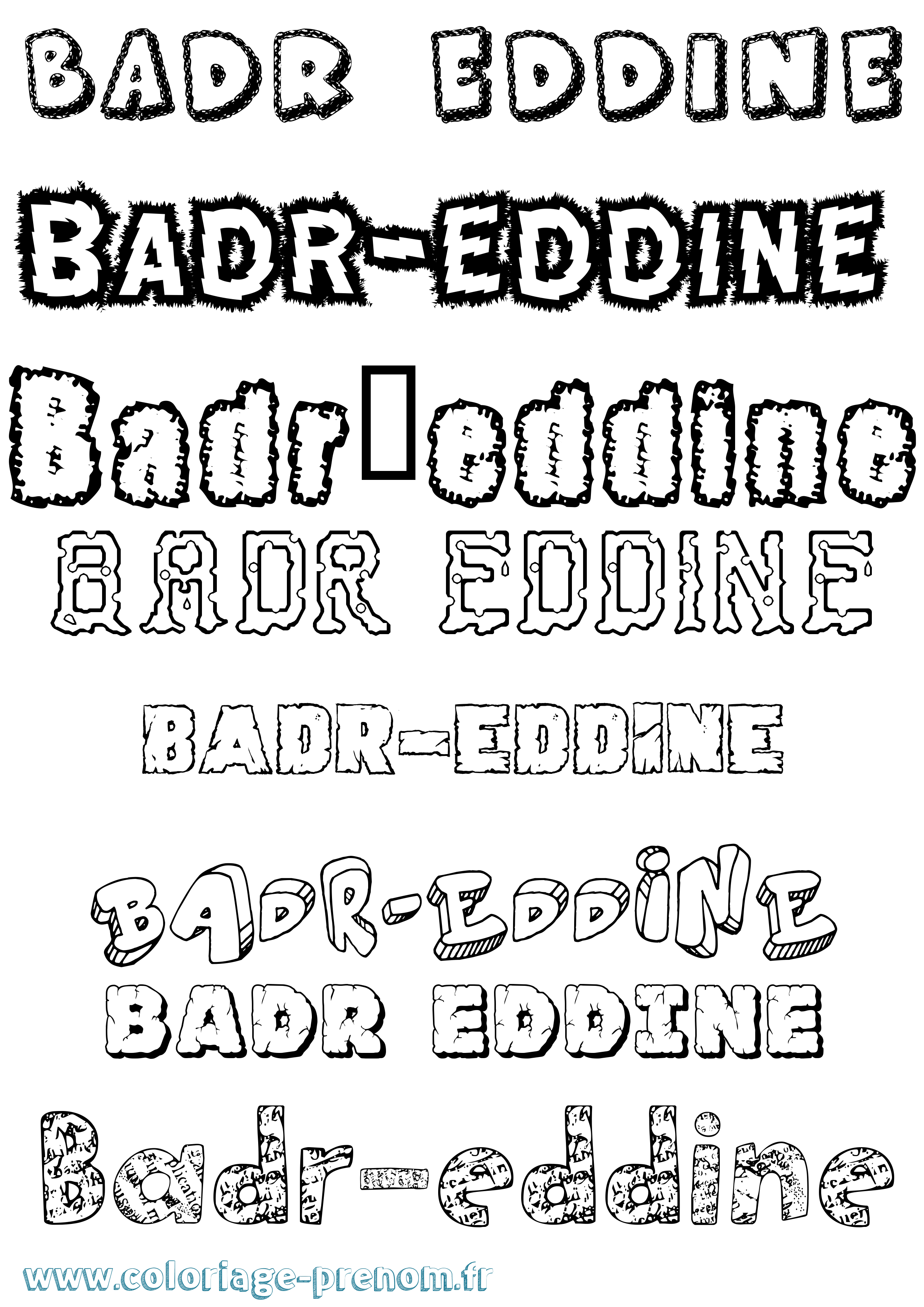 Coloriage Badr-Eddine Destructuré Coloriage prénom Badr-Eddine Destructuré