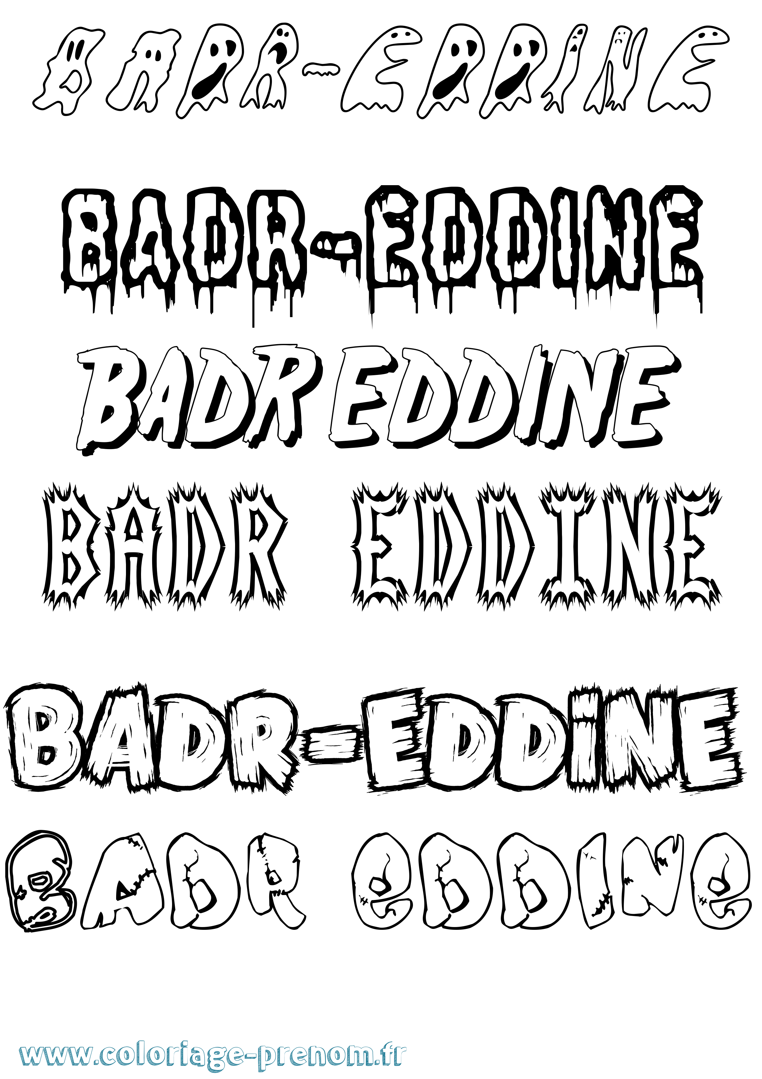 Coloriage Badr-Eddine Frisson Coloriage prénom Badr-Eddine Frisson