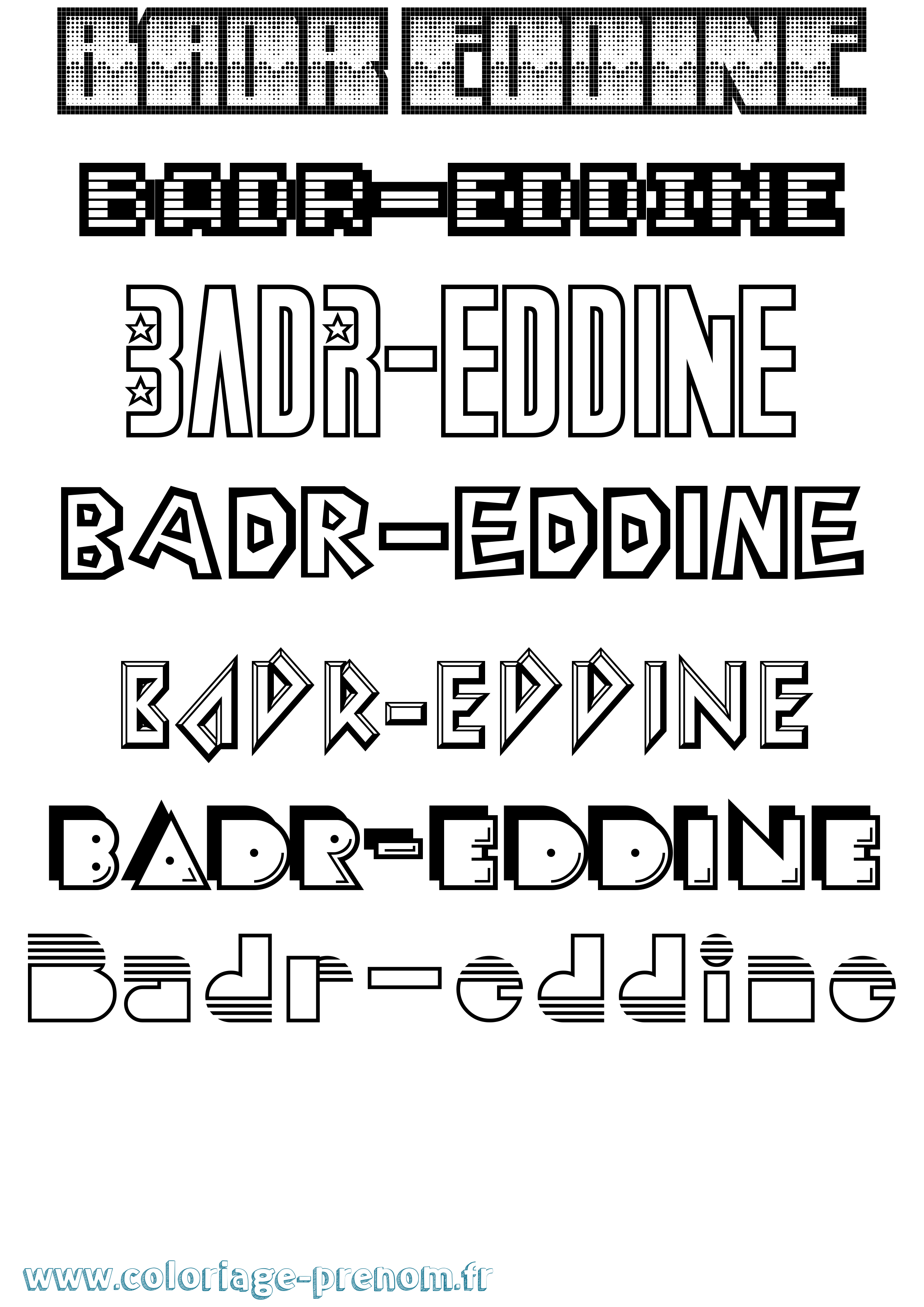 Coloriage Badr-Eddine Jeux Vidéos Coloriage prénom Badr-Eddine Jeux Vidéos
