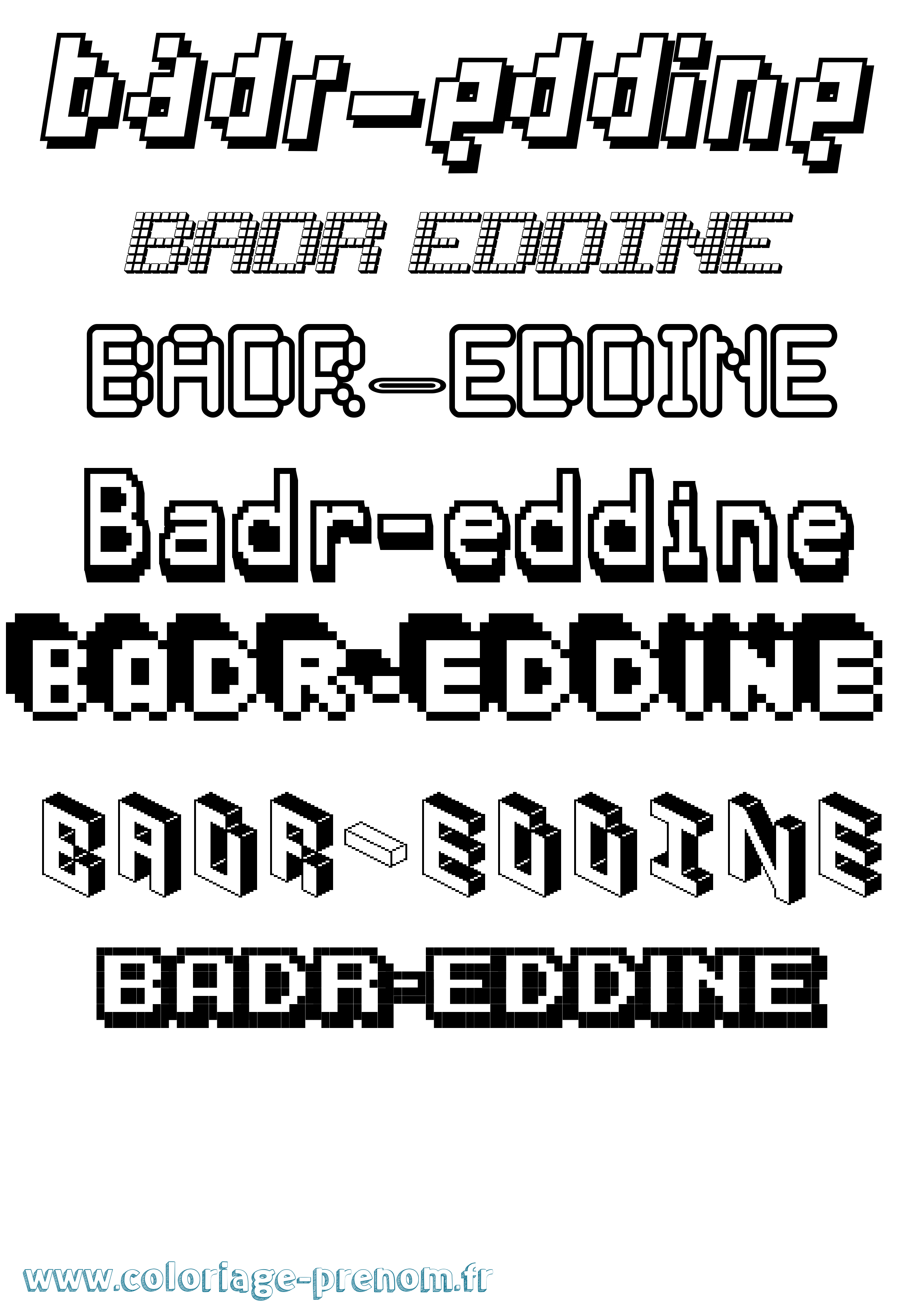 Coloriage Badr-Eddine Pixel Coloriage prénom Badr-Eddine Pixel