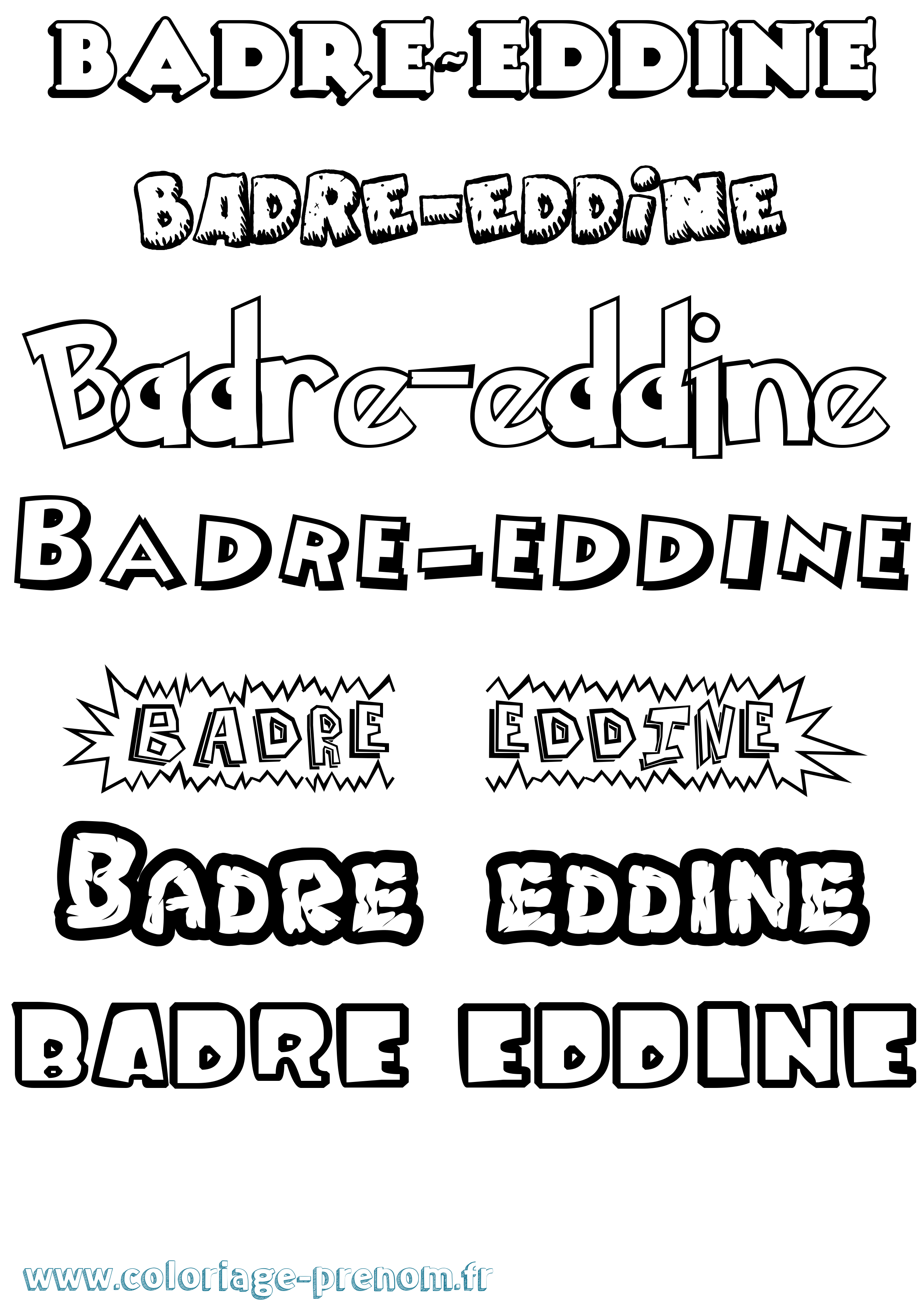 Coloriage prénom Badre-Eddine Dessin Animé