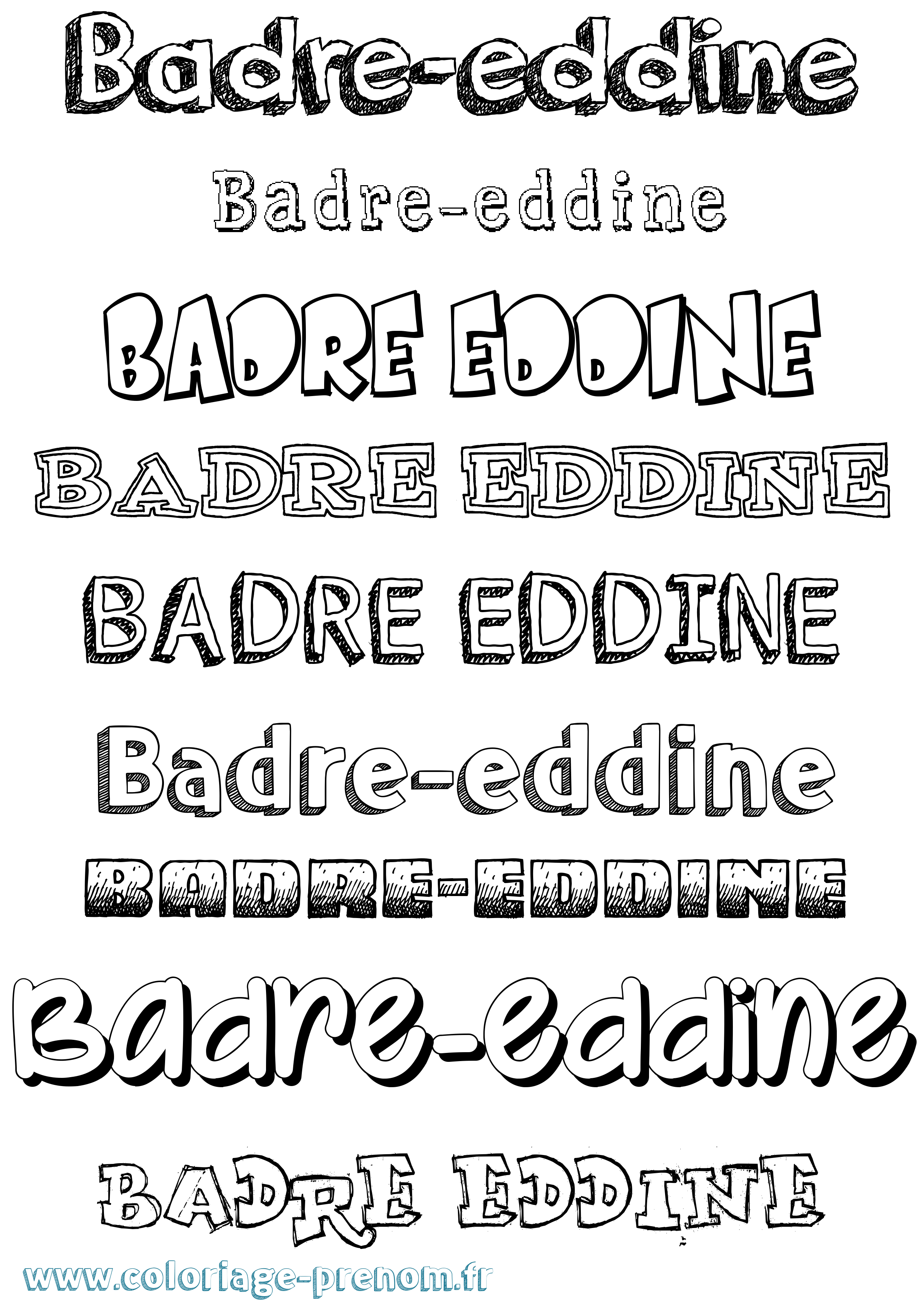 Coloriage prénom Badre-Eddine Dessiné