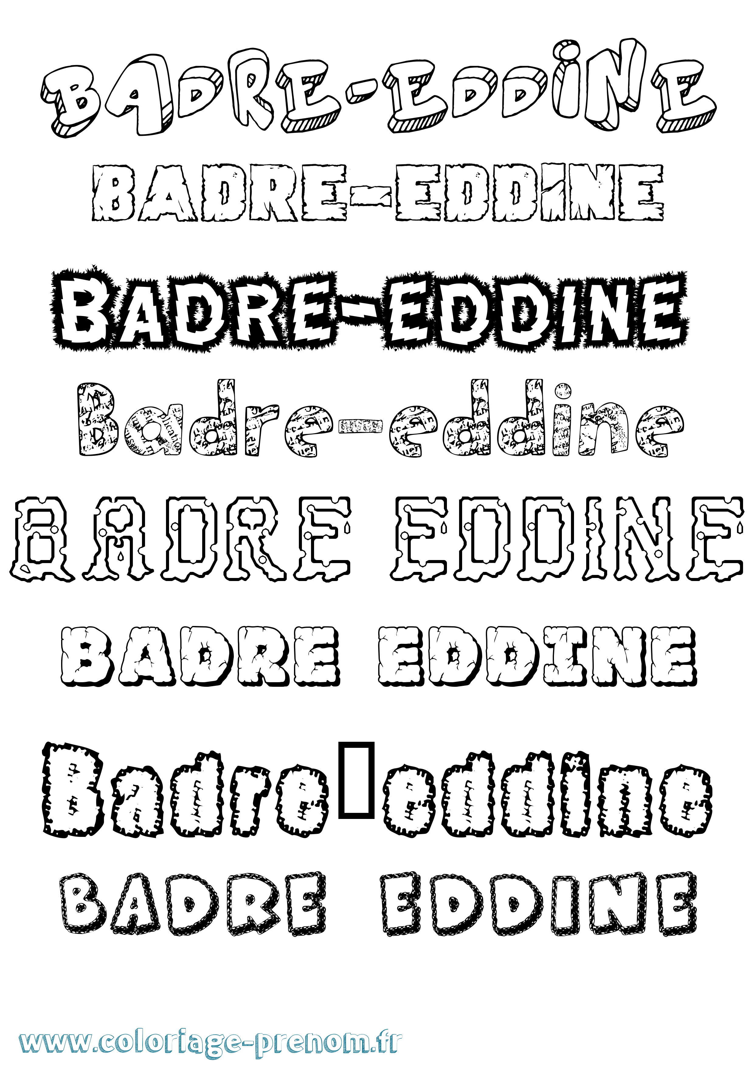 Coloriage prénom Badre-Eddine Destructuré