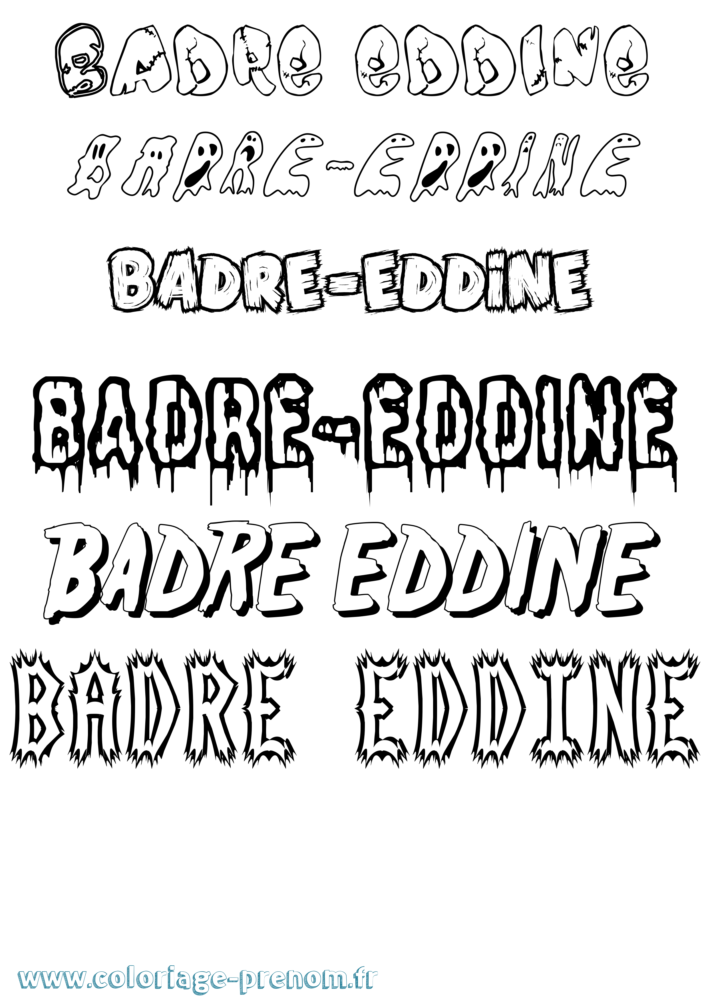 Coloriage prénom Badre-Eddine Frisson