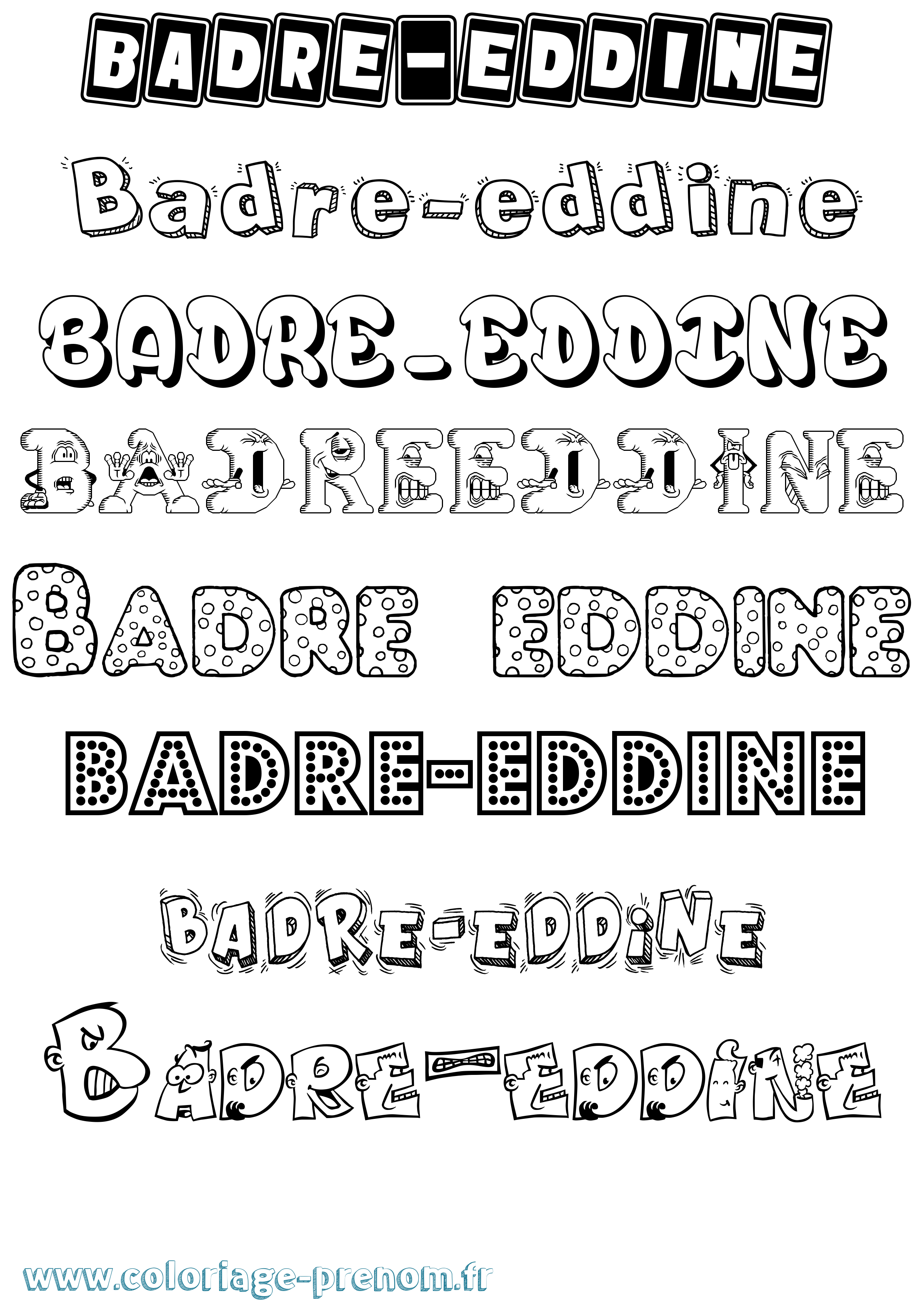 Coloriage prénom Badre-Eddine Fun