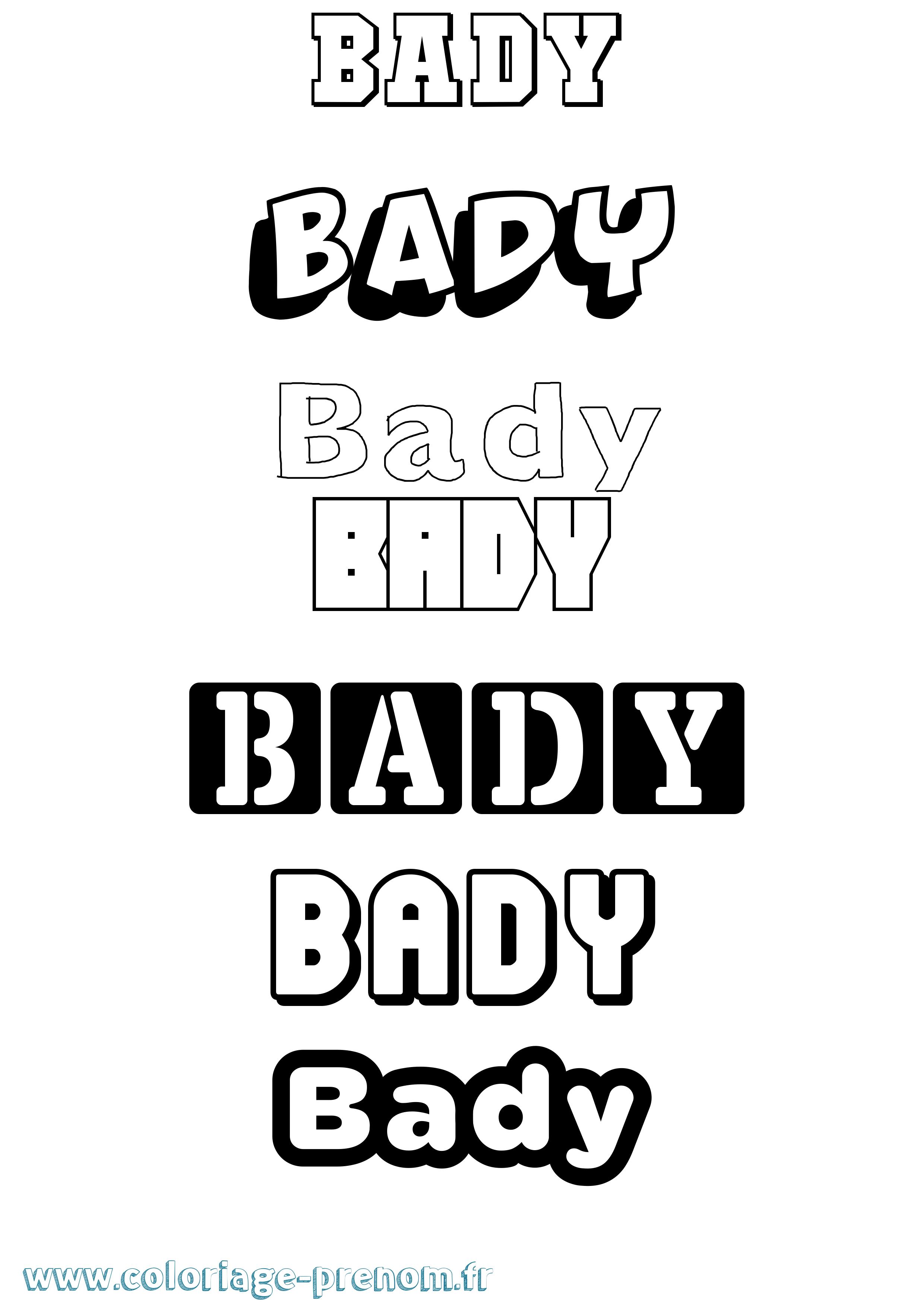 Coloriage prénom Bady Simple