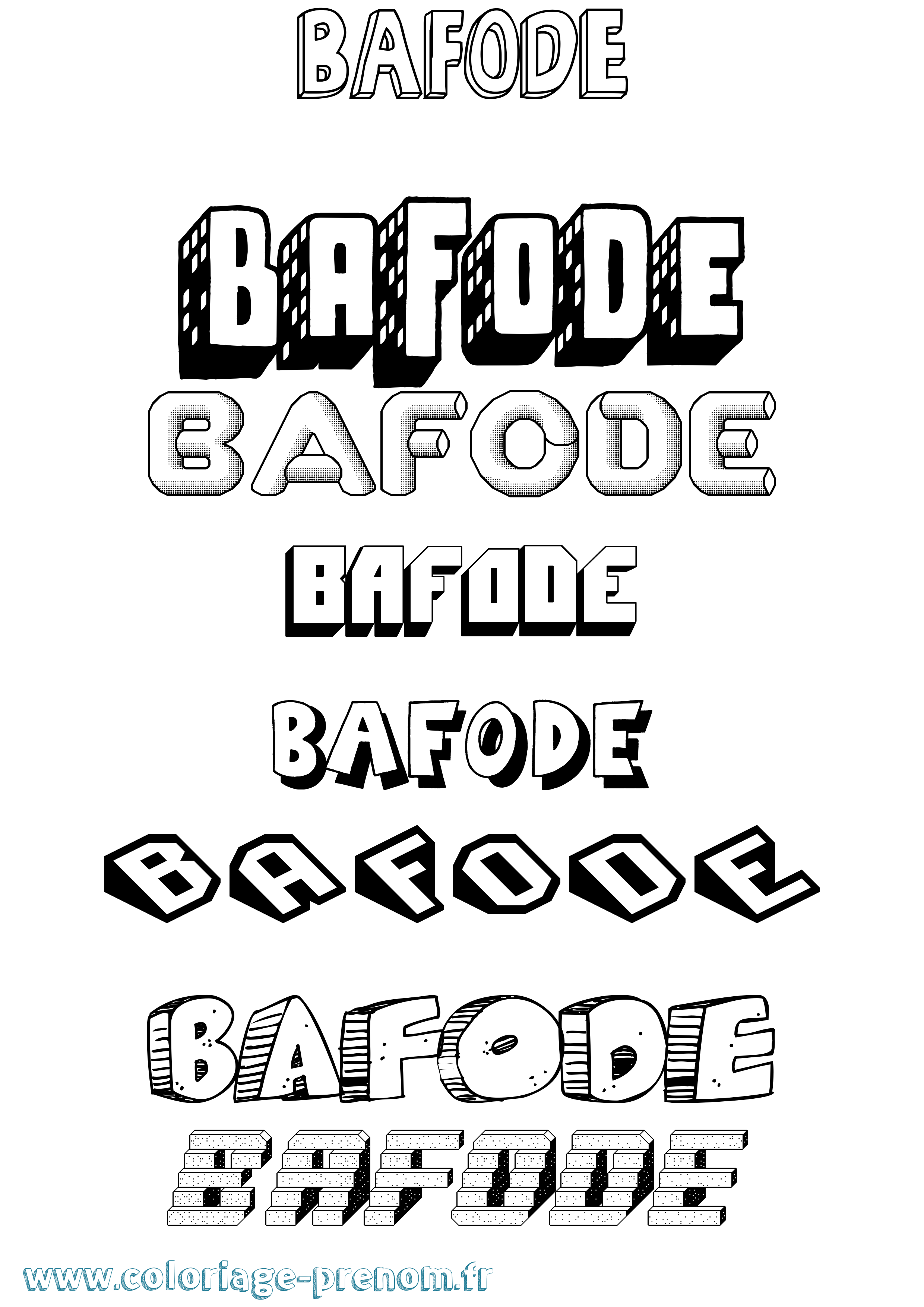 Coloriage prénom Bafode Effet 3D