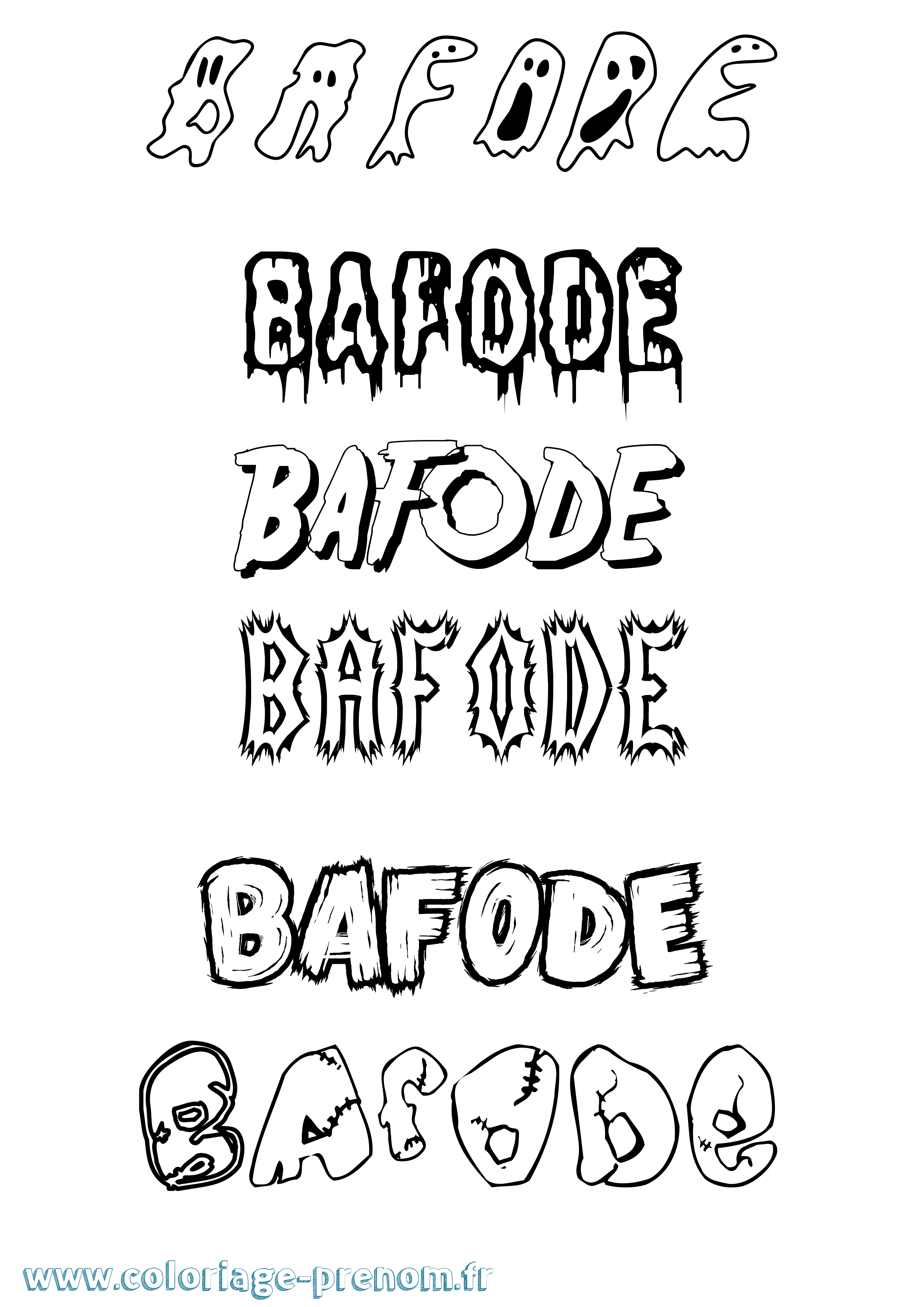 Coloriage prénom Bafode Frisson