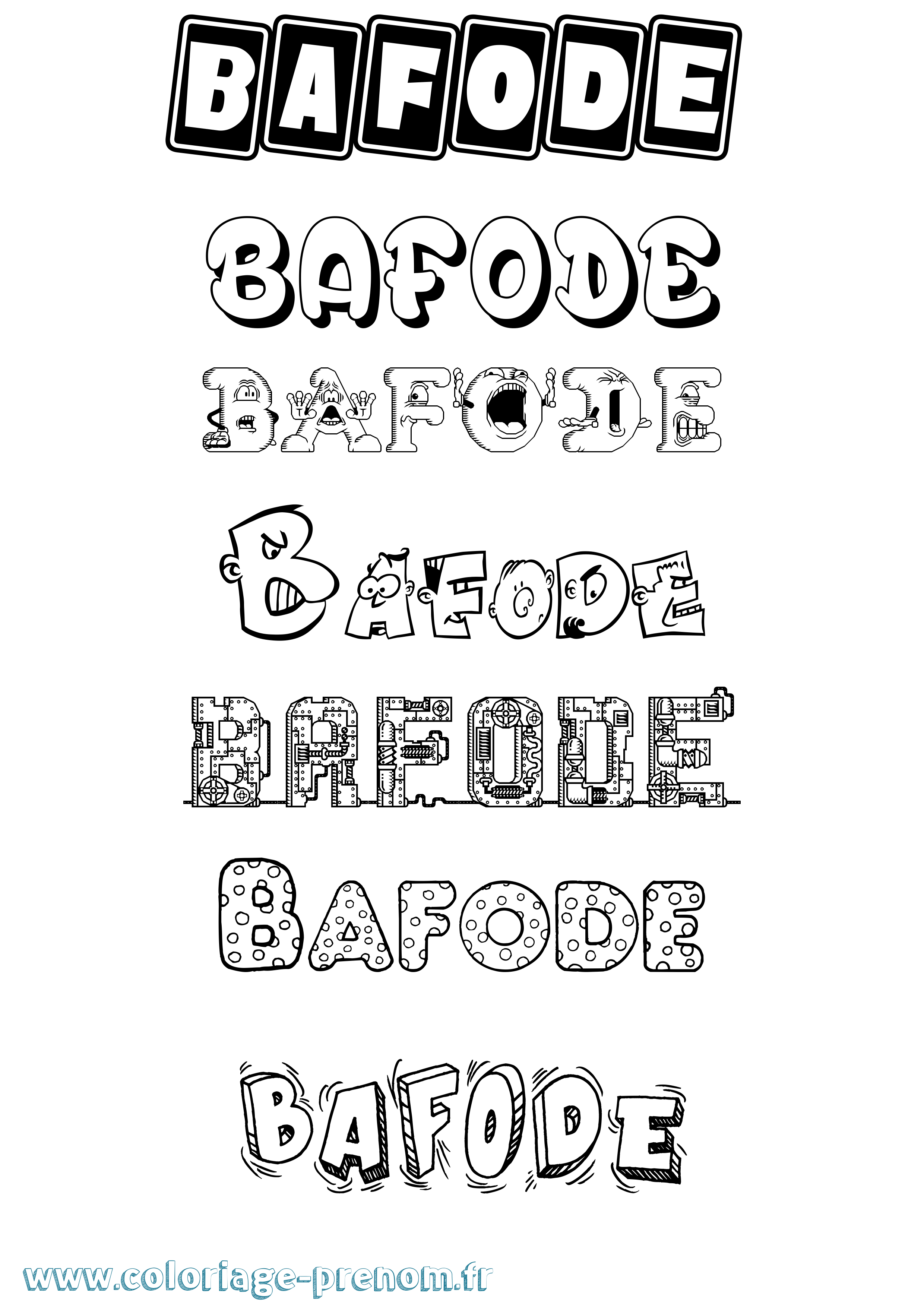 Coloriage prénom Bafode