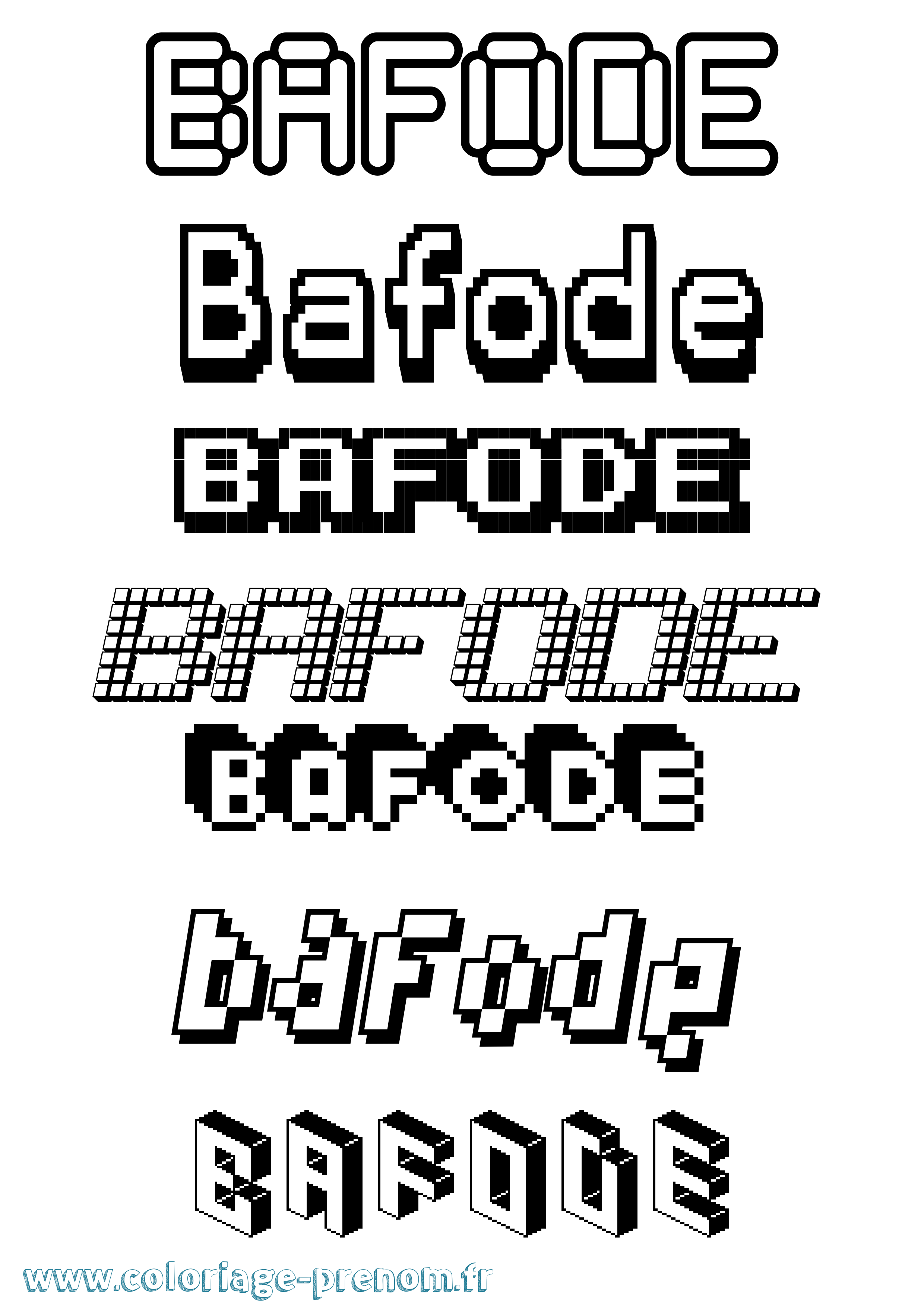 Coloriage prénom Bafode Pixel