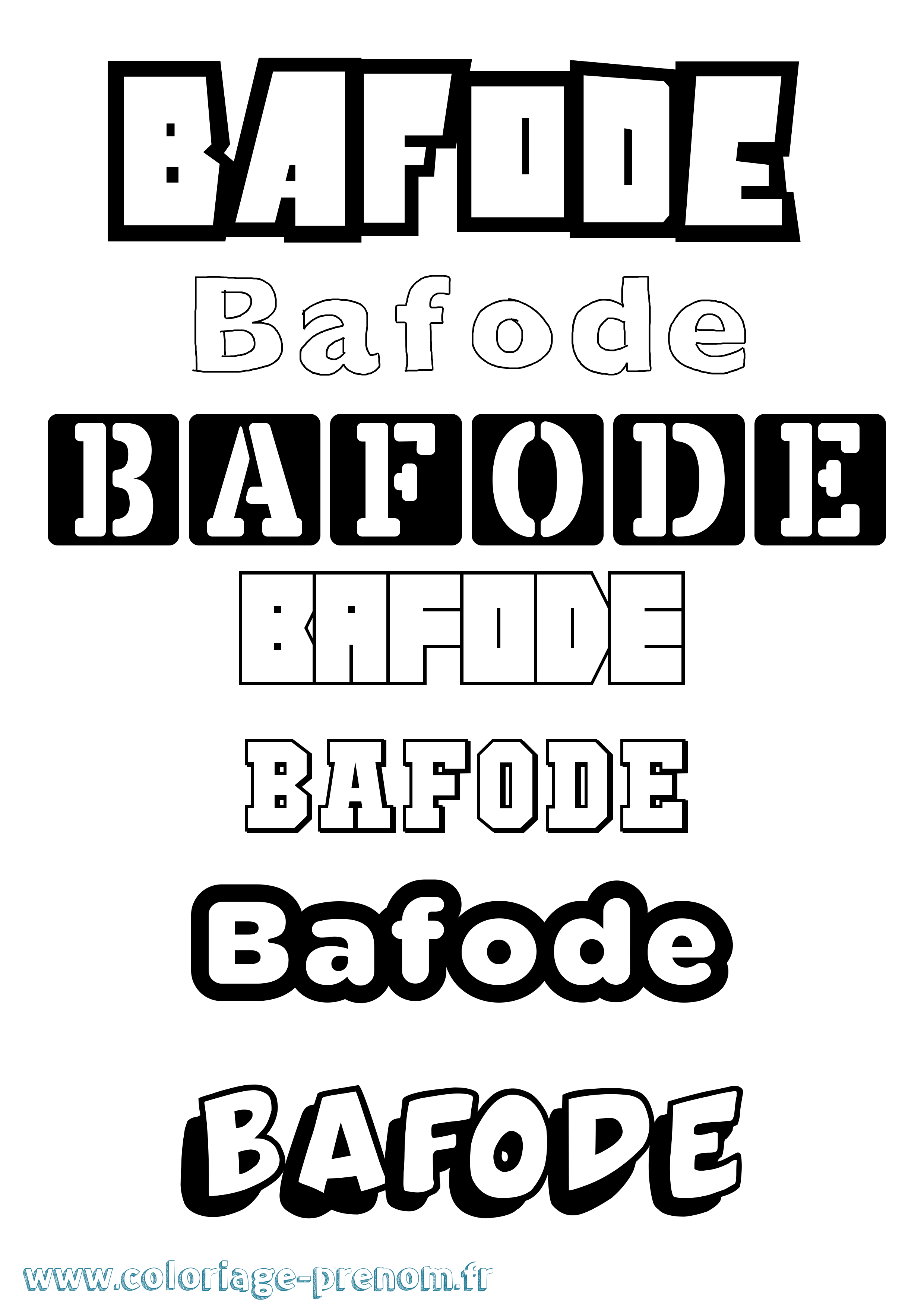 Coloriage prénom Bafode Simple