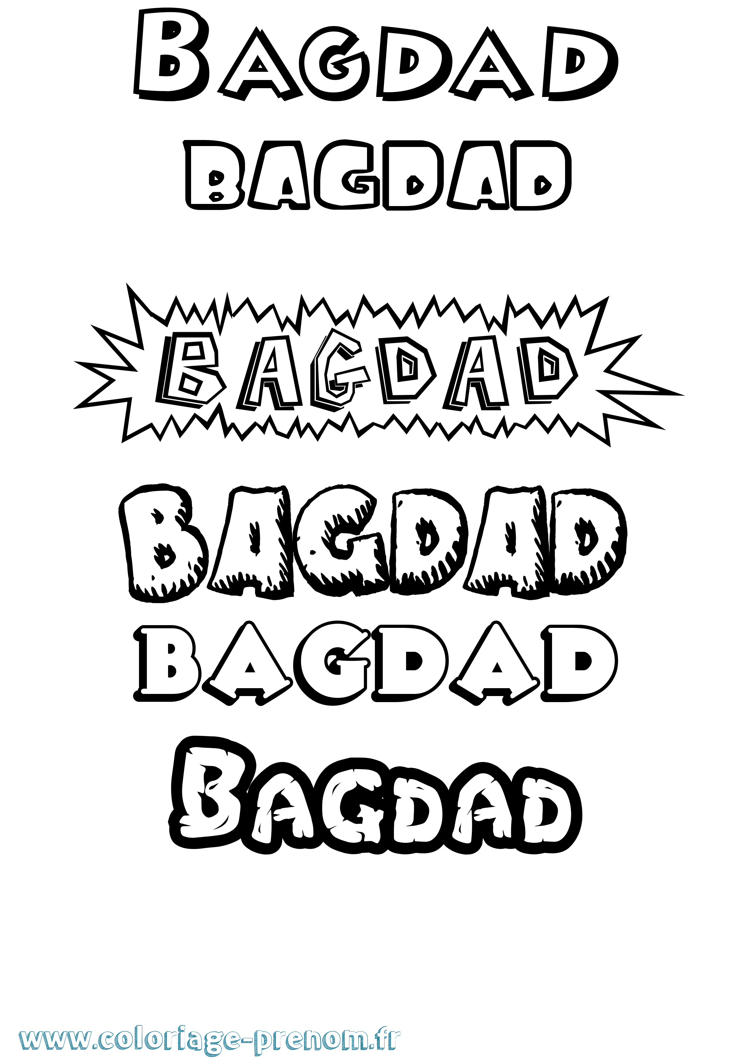Coloriage prénom Bagdad Dessin Animé