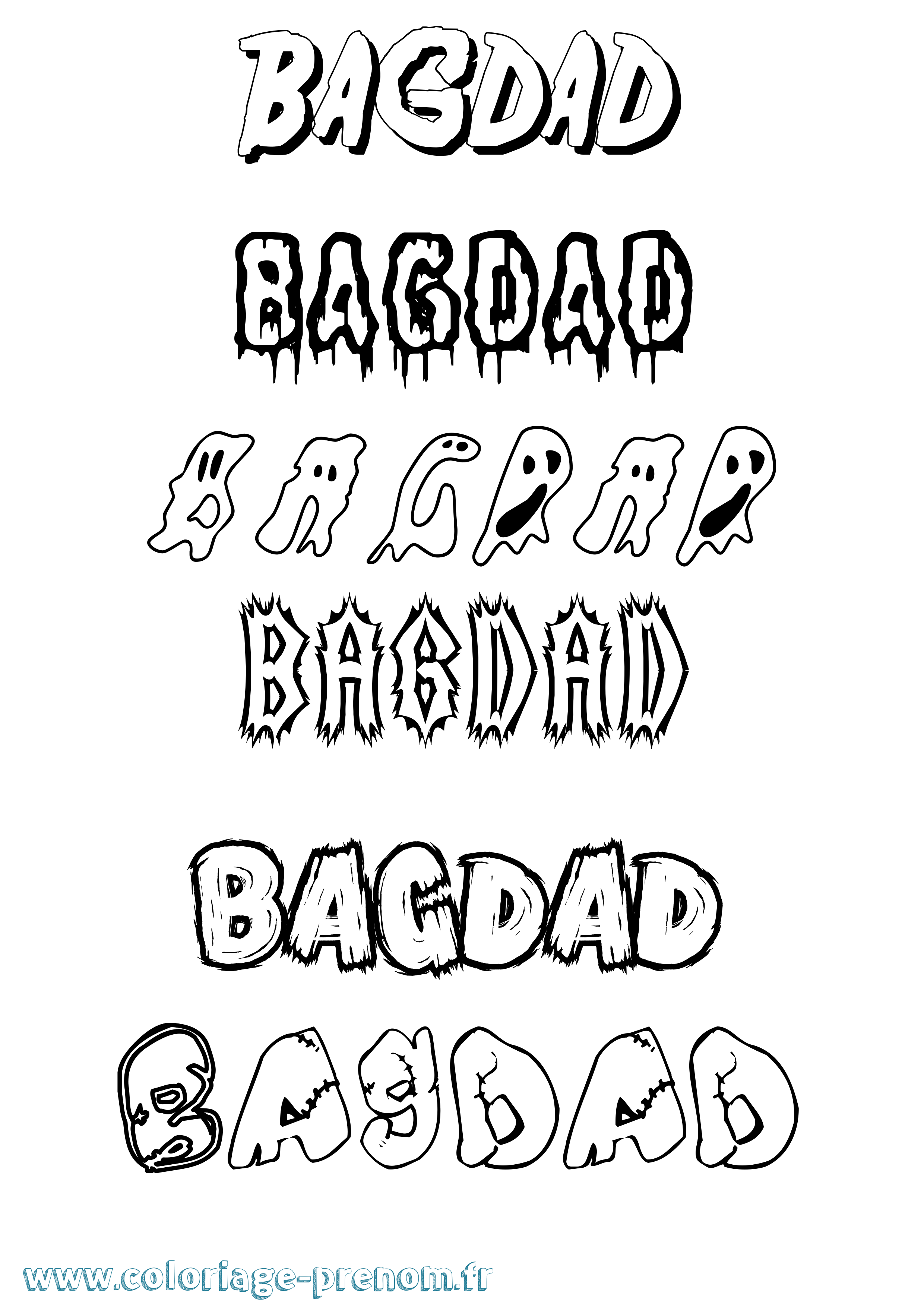 Coloriage prénom Bagdad Frisson
