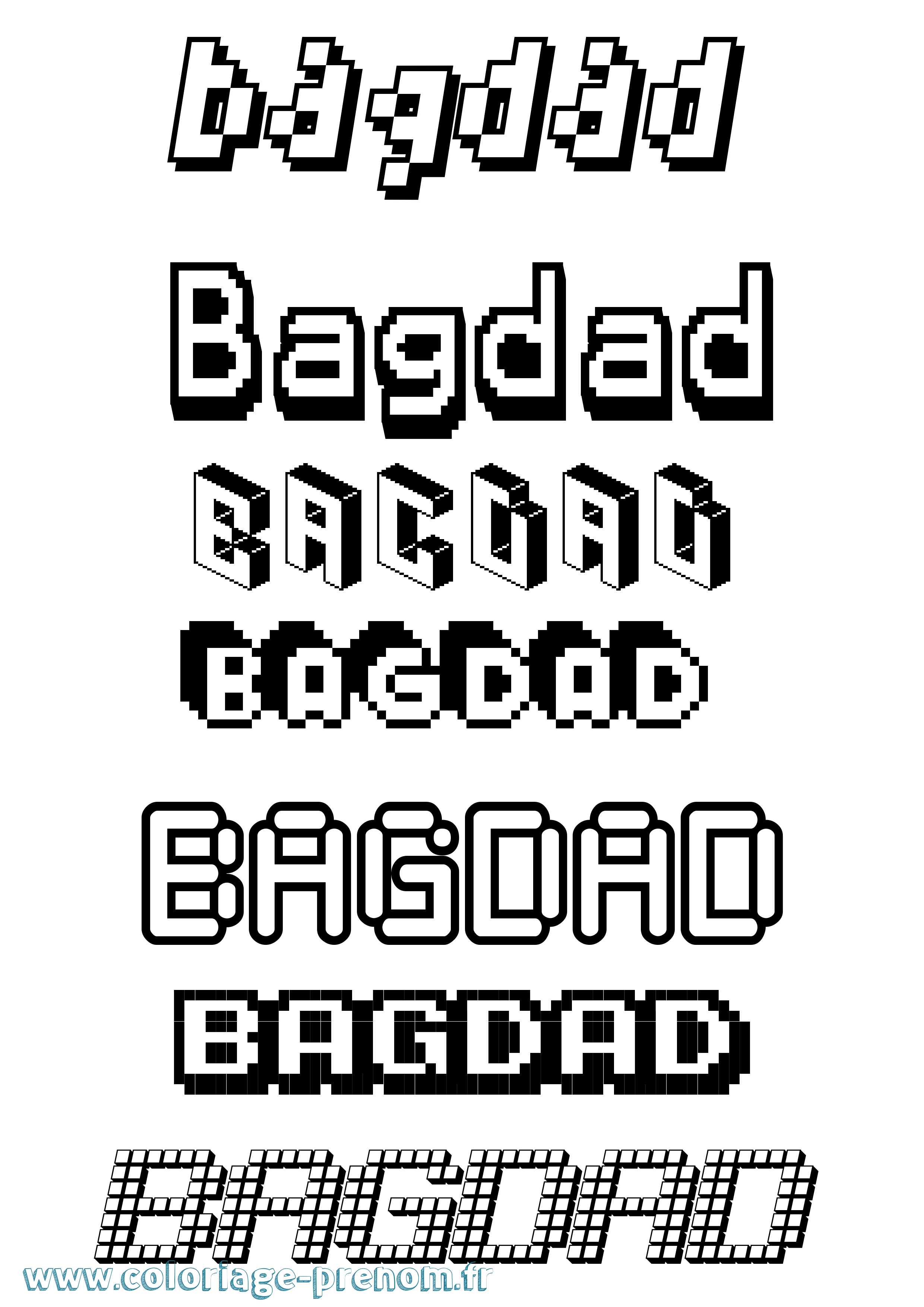 Coloriage prénom Bagdad Pixel