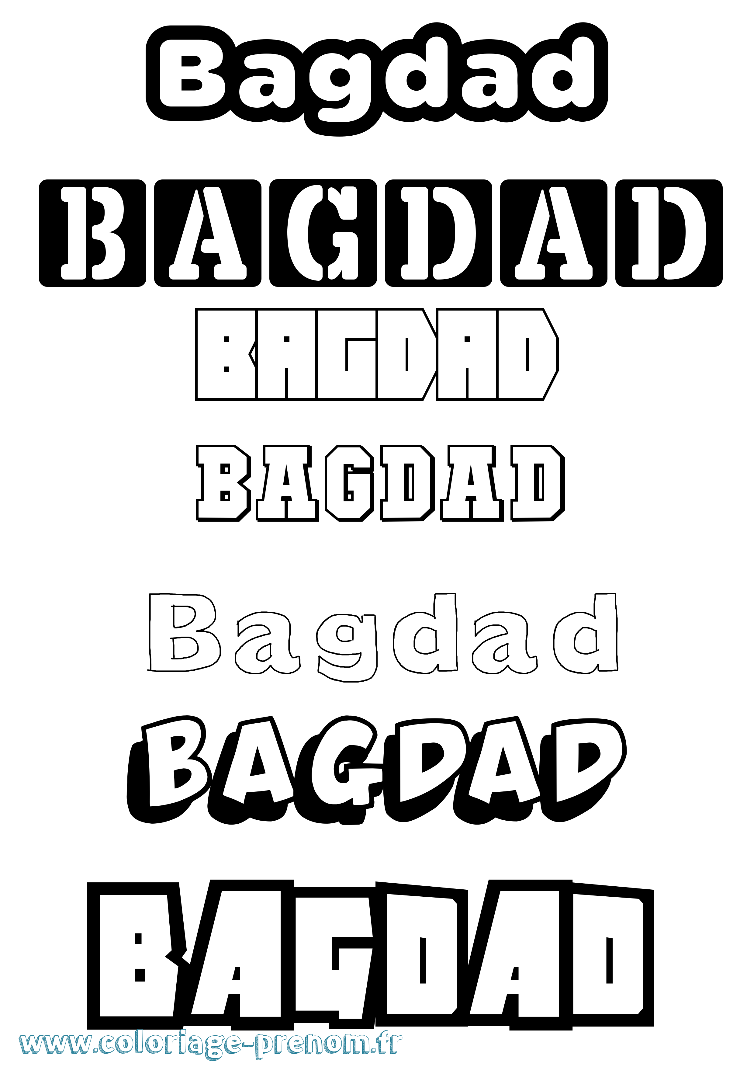 Coloriage prénom Bagdad Simple