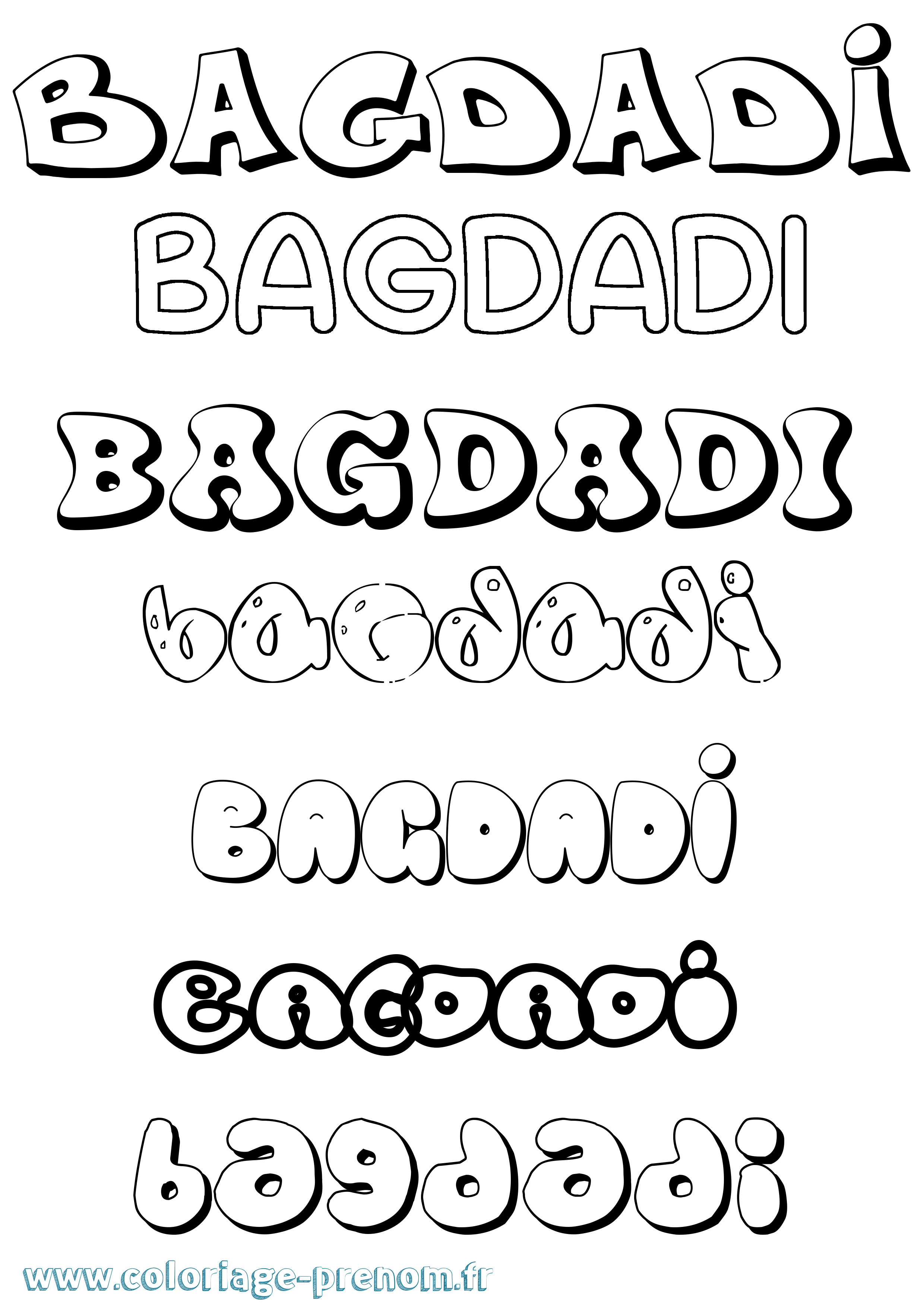 Coloriage prénom Bagdadi Bubble