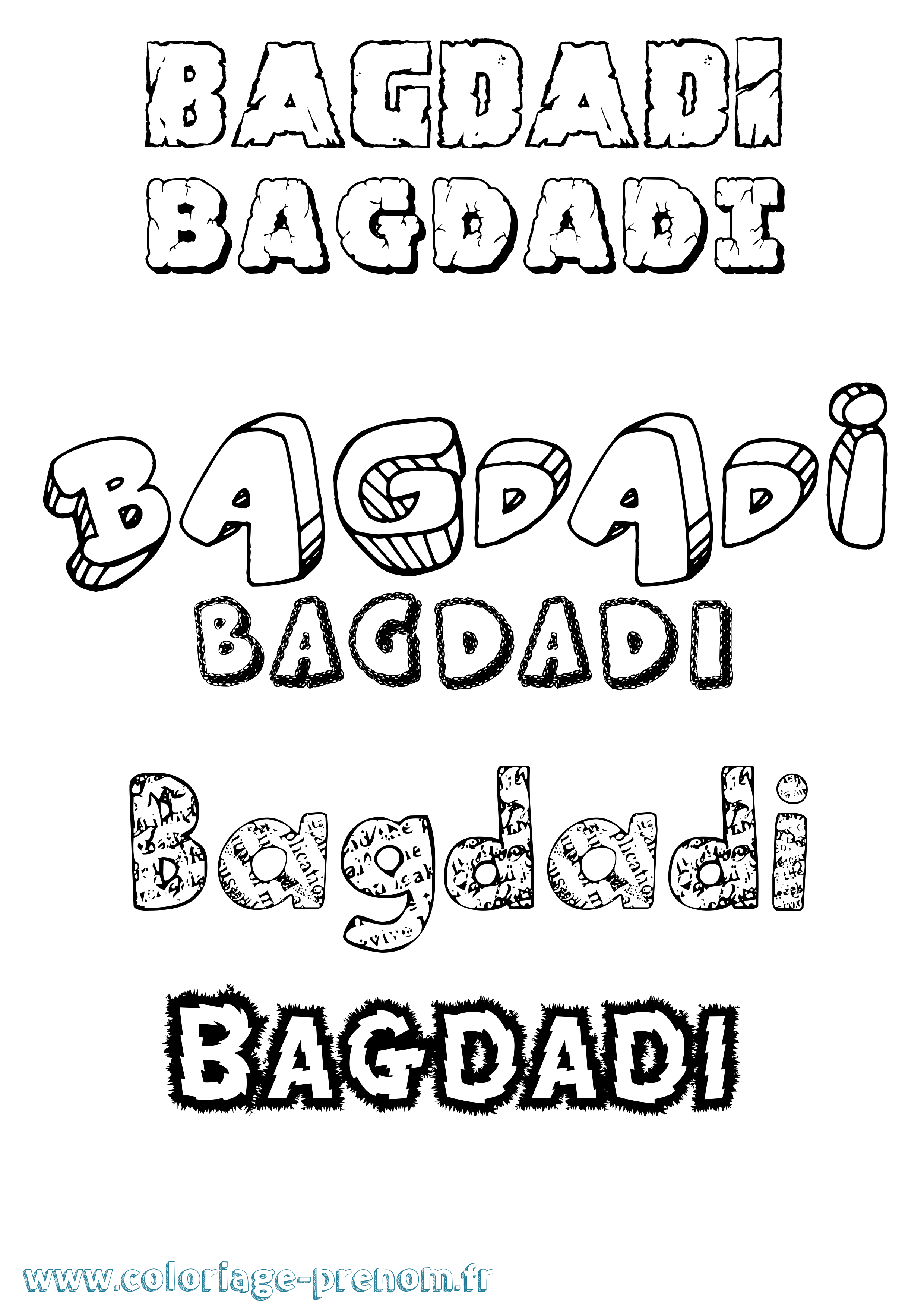 Coloriage prénom Bagdadi Destructuré