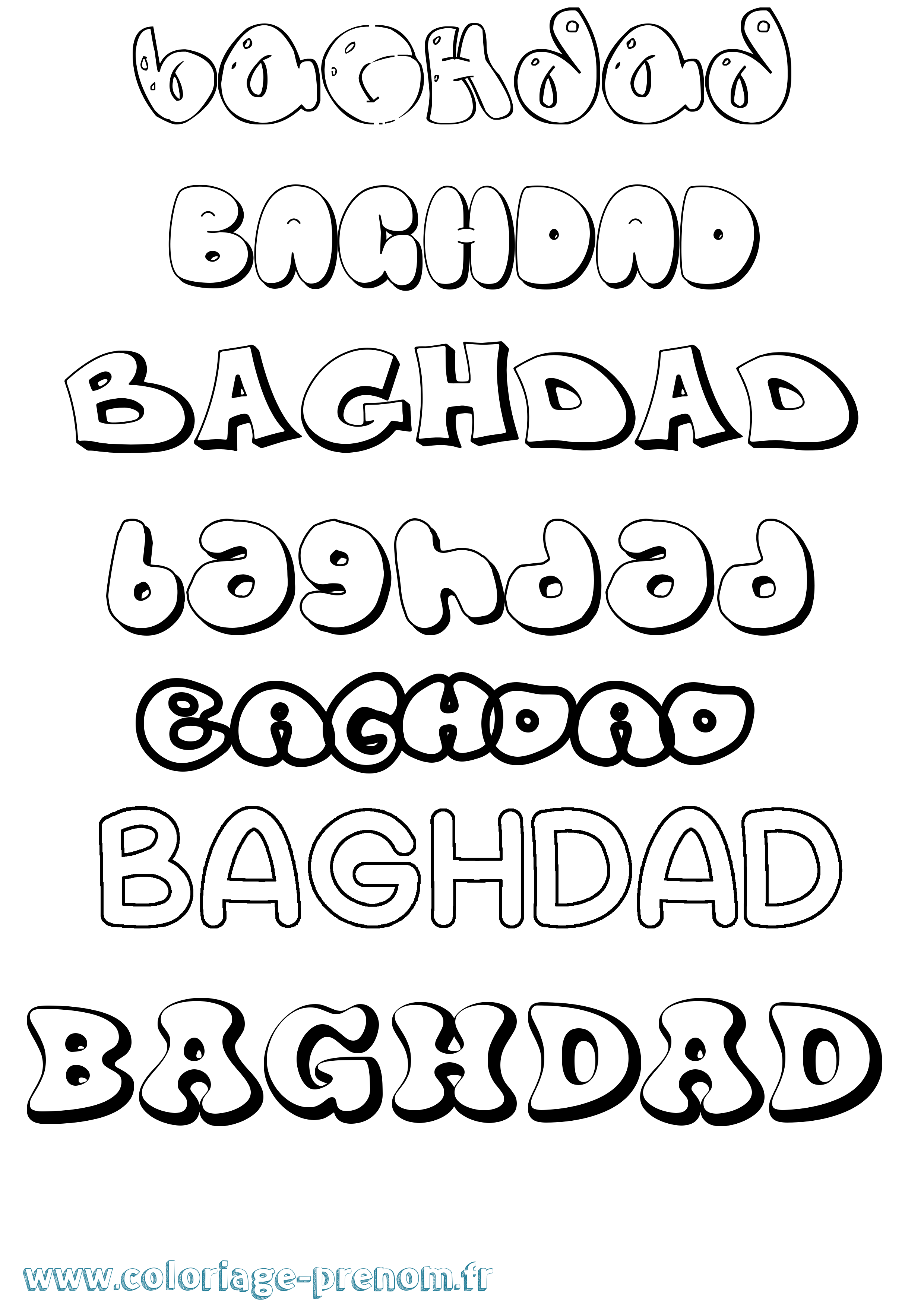 Coloriage prénom Baghdad Bubble