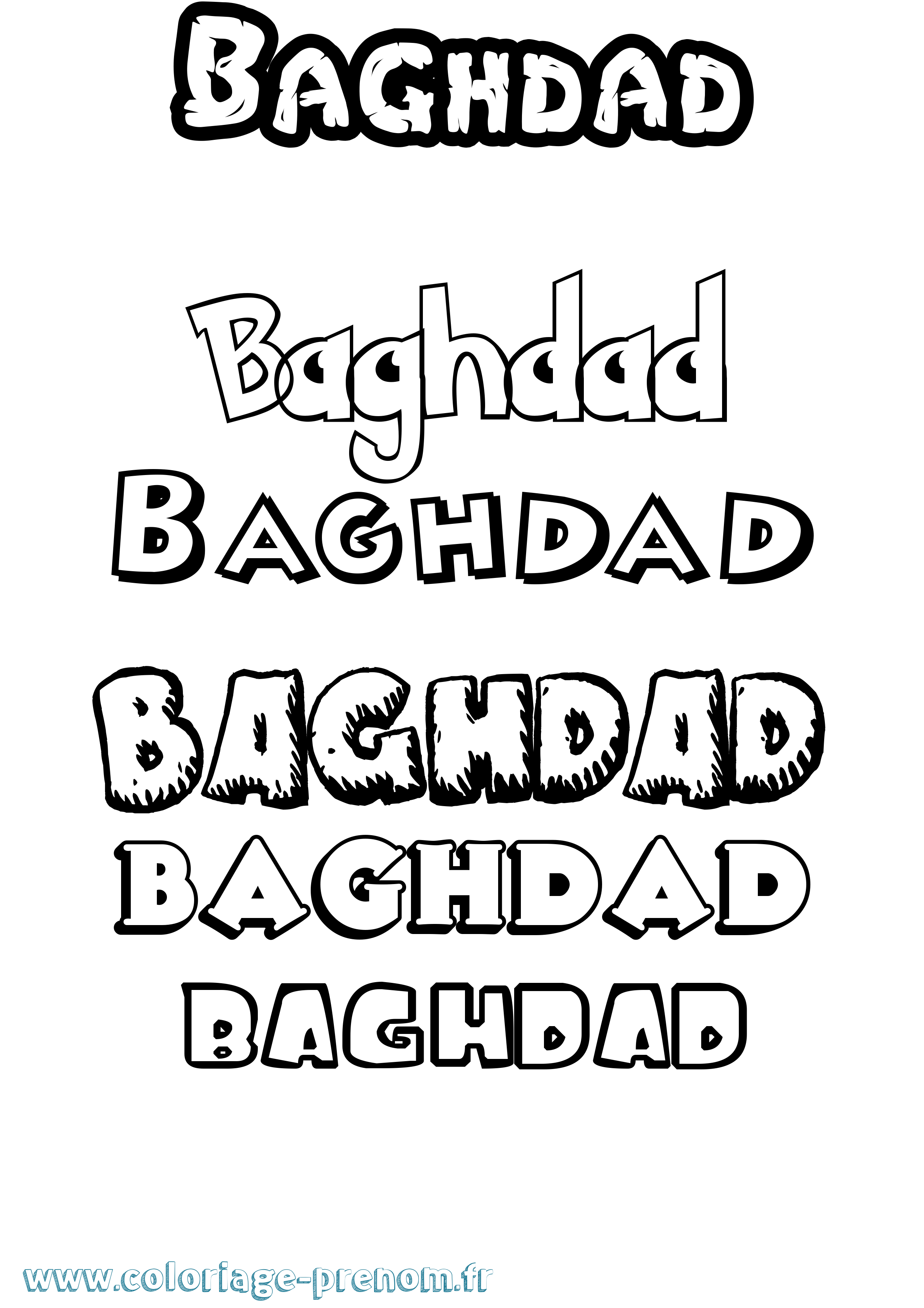 Coloriage prénom Baghdad Dessin Animé
