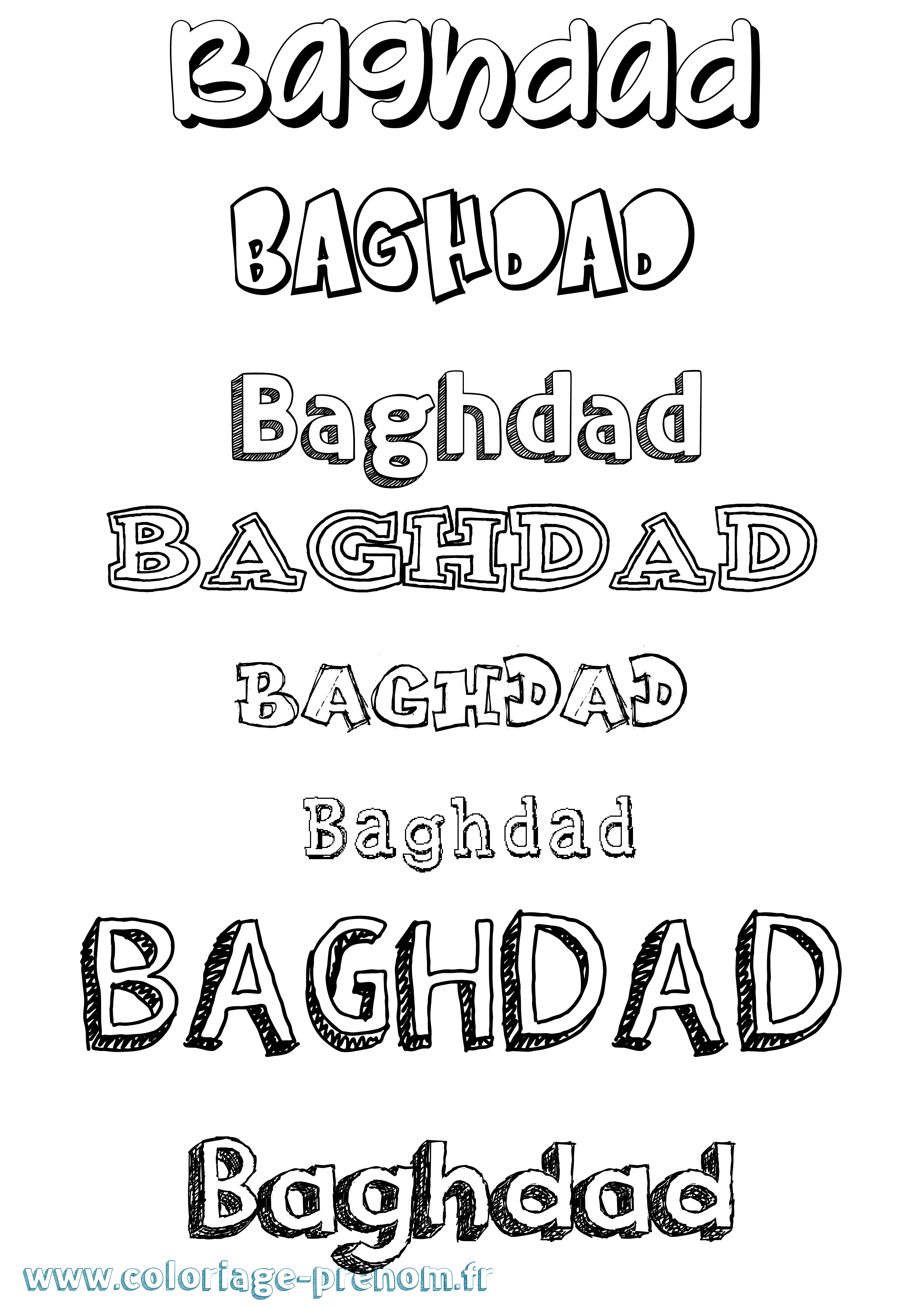 Coloriage prénom Baghdad Dessiné