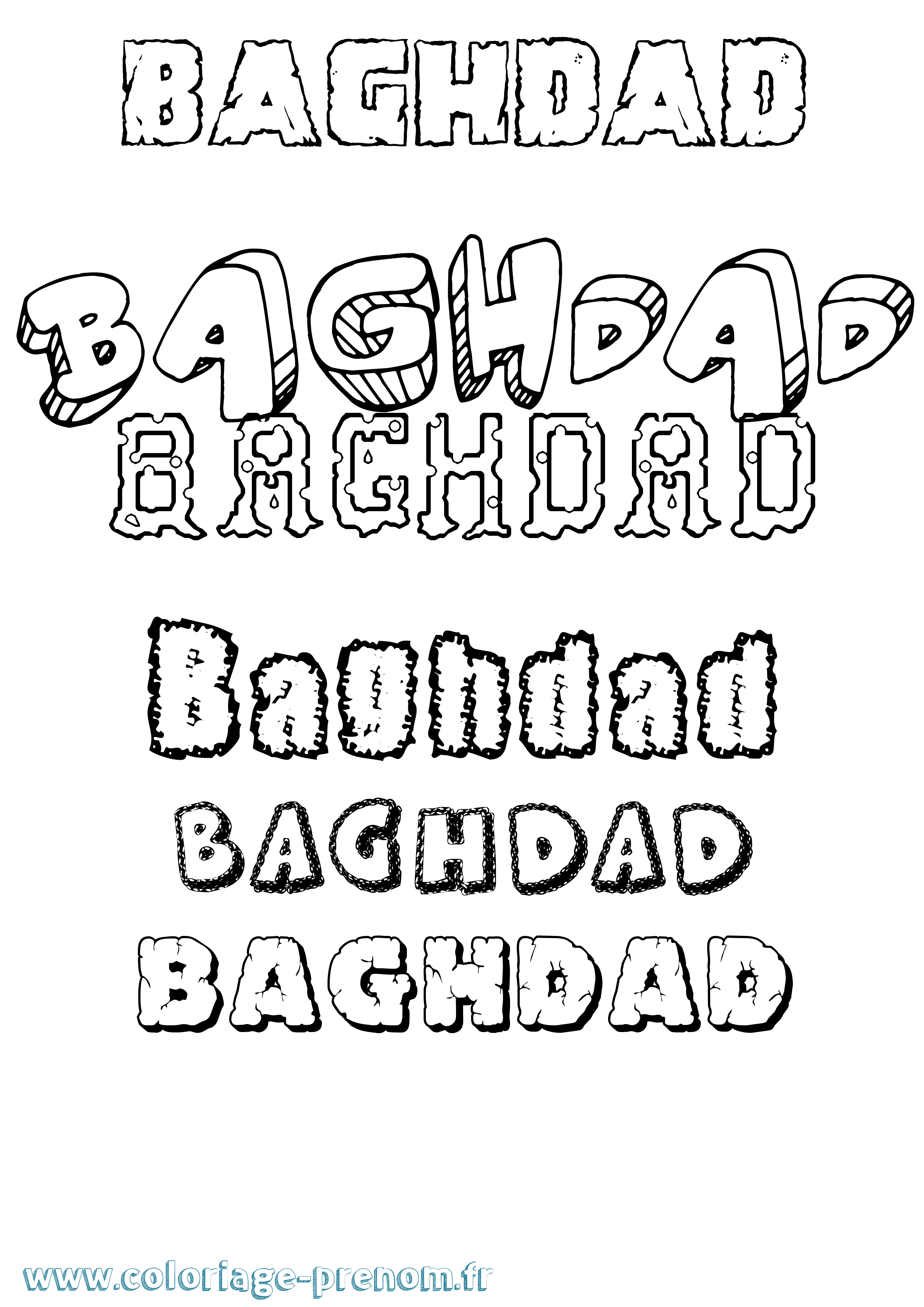 Coloriage prénom Baghdad Destructuré