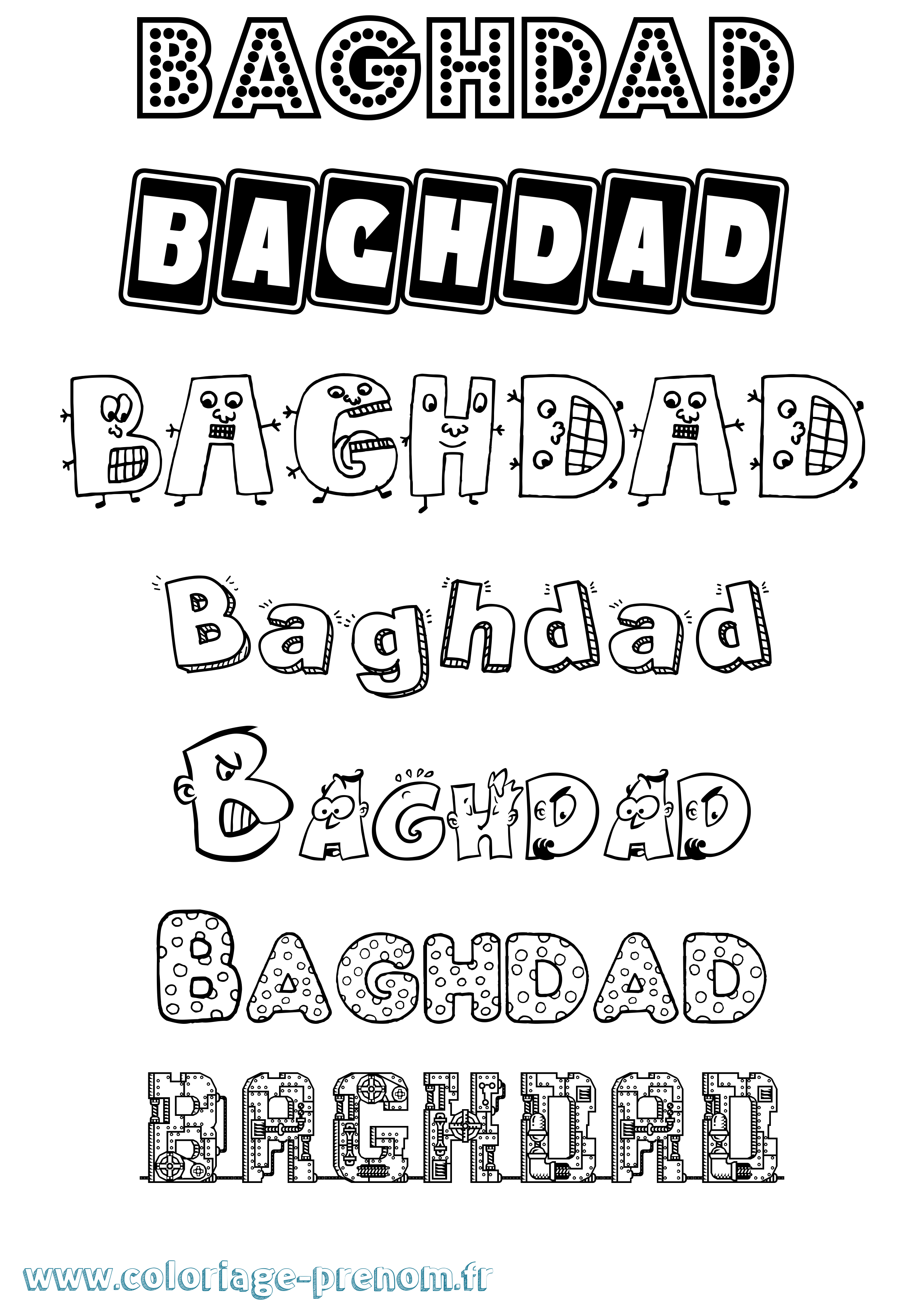 Coloriage prénom Baghdad Fun