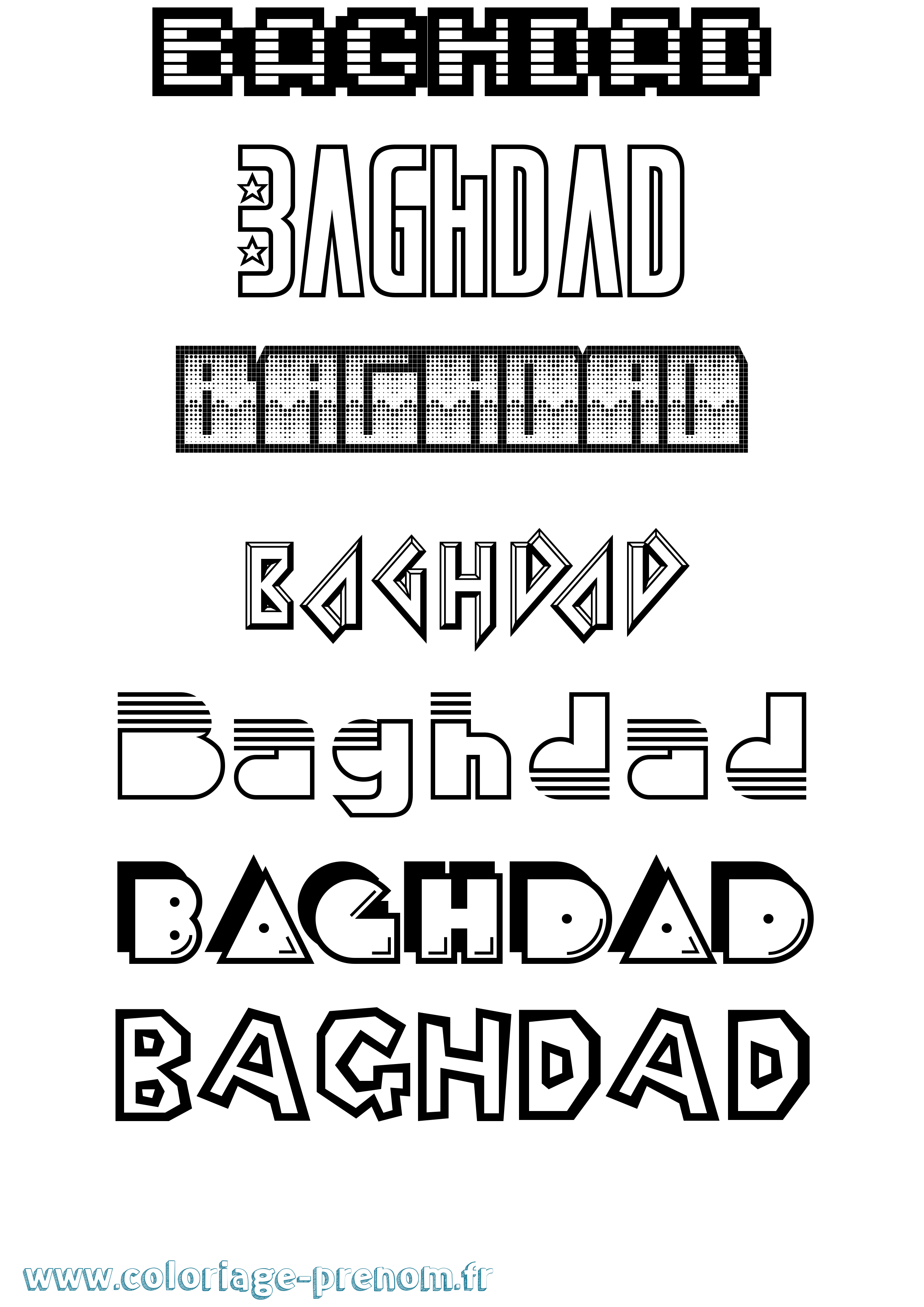 Coloriage prénom Baghdad Jeux Vidéos