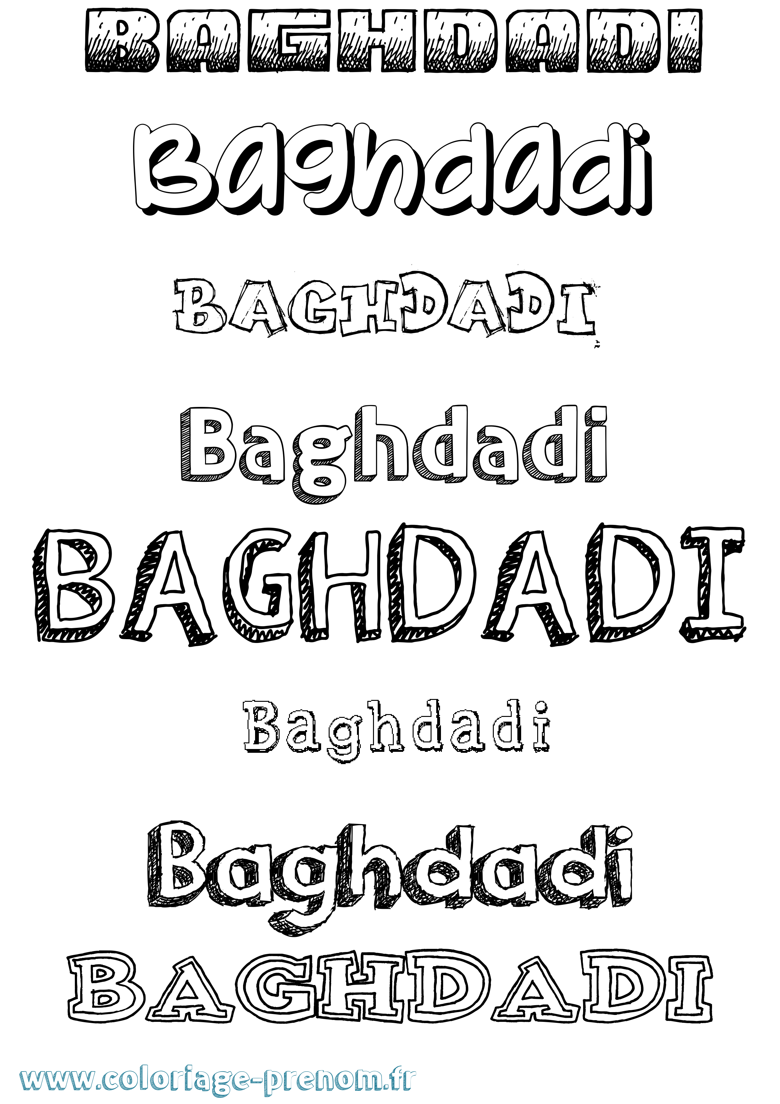 Coloriage Baghdadi Dessiné Coloriage prénom Baghdadi Dessiné