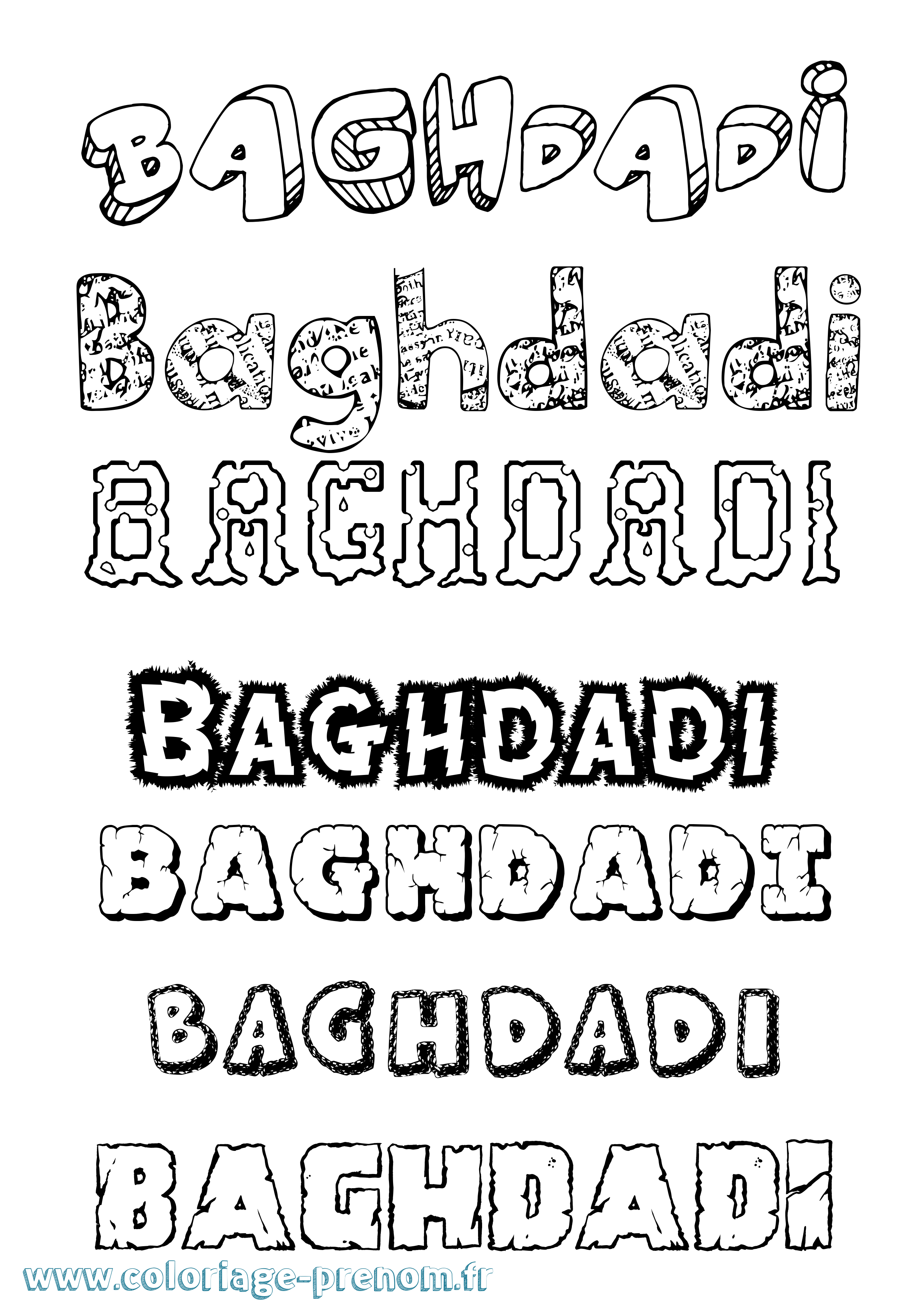 Coloriage Baghdadi Destructuré Coloriage prénom Baghdadi Destructuré
