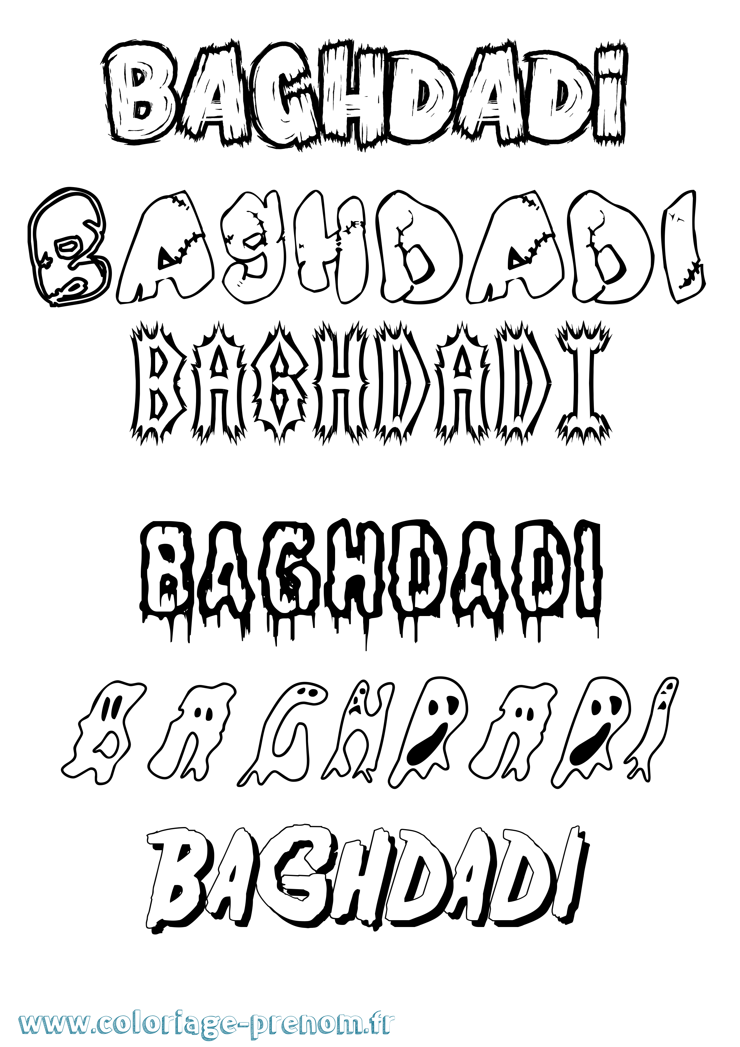 Coloriage Baghdadi Frisson Coloriage prénom Baghdadi Frisson