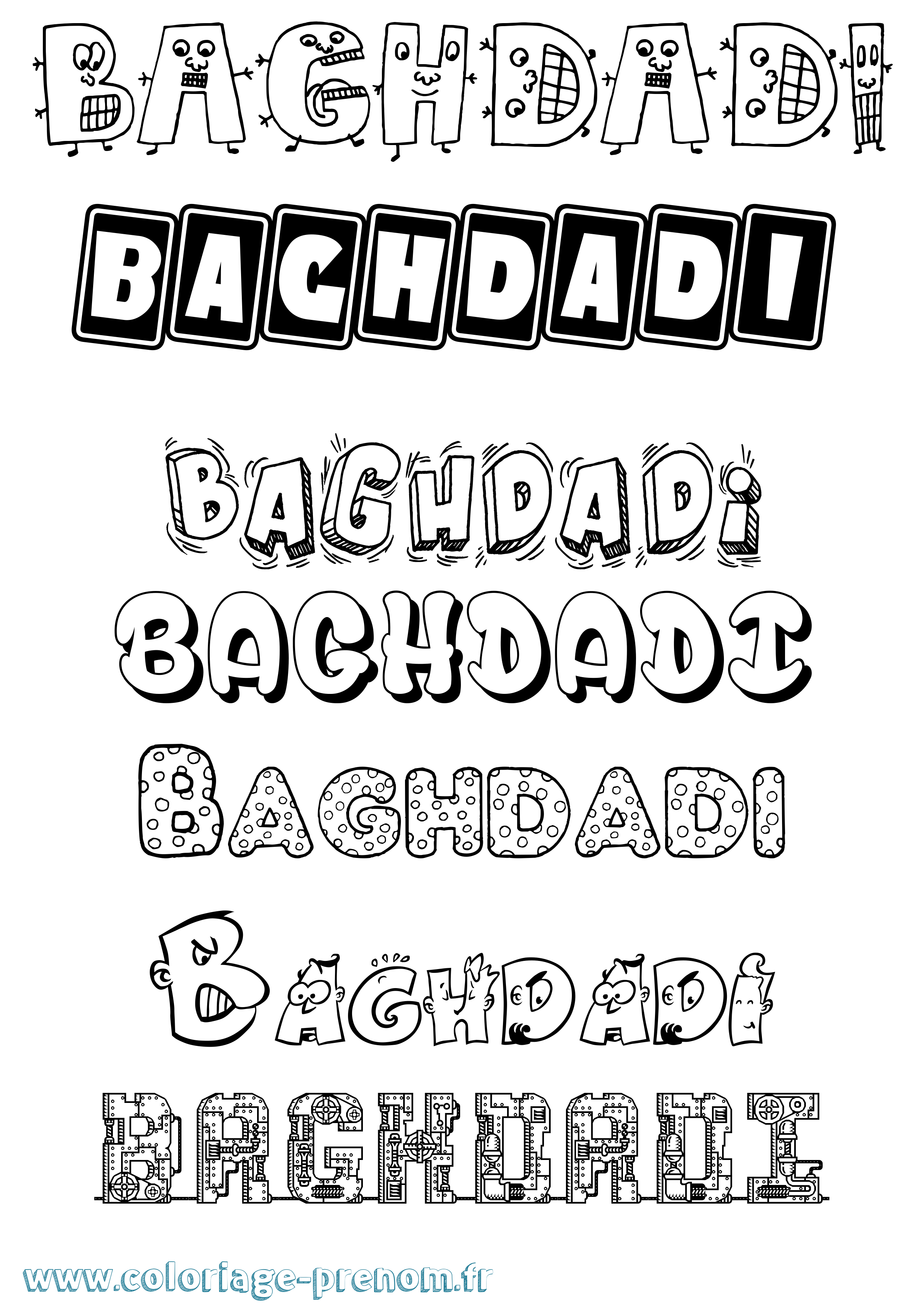 Coloriage Baghdadi Fun Coloriage prénom Baghdadi Fun
