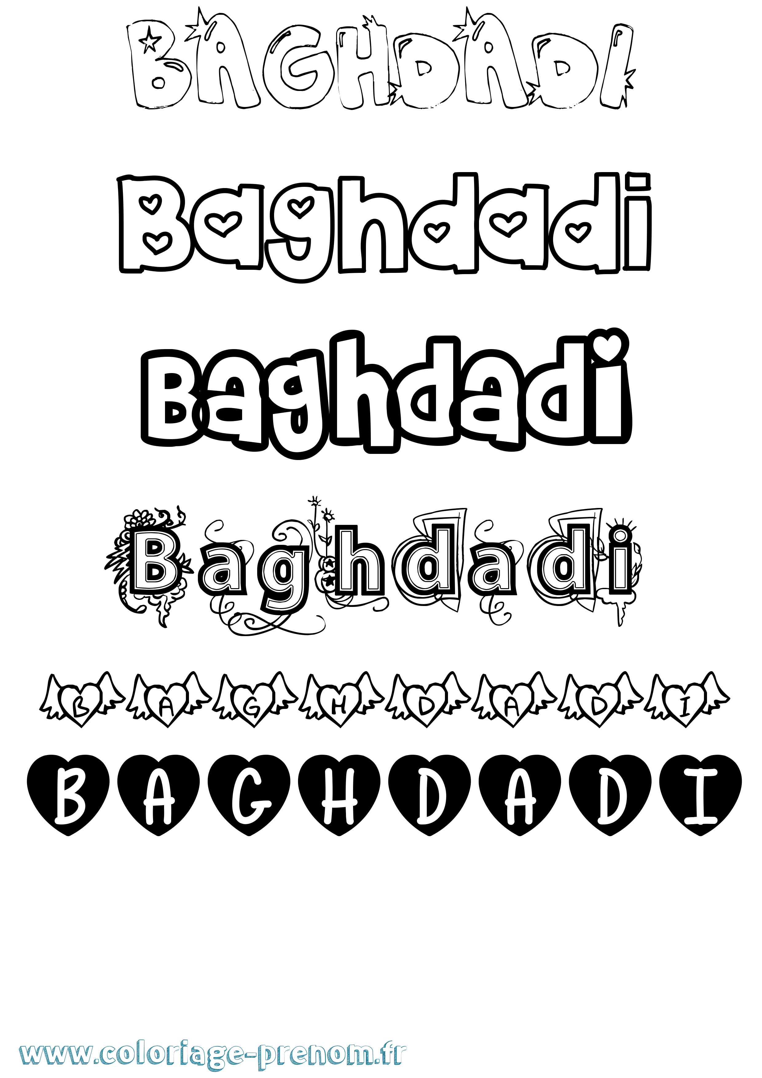Coloriage Baghdadi Girly Coloriage prénom Baghdadi Girly