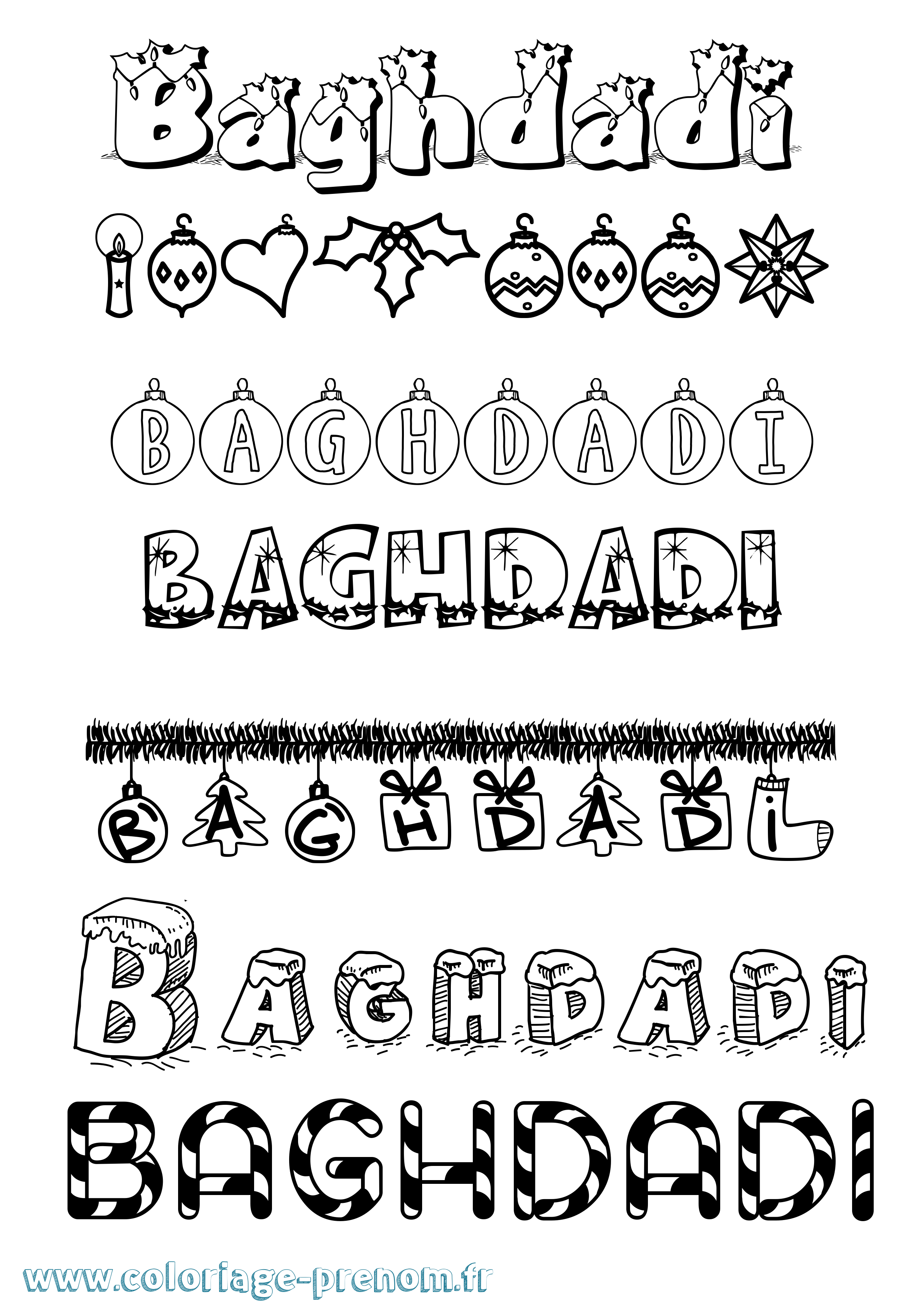 Coloriage Baghdadi Noël Coloriage prénom Baghdadi Noël