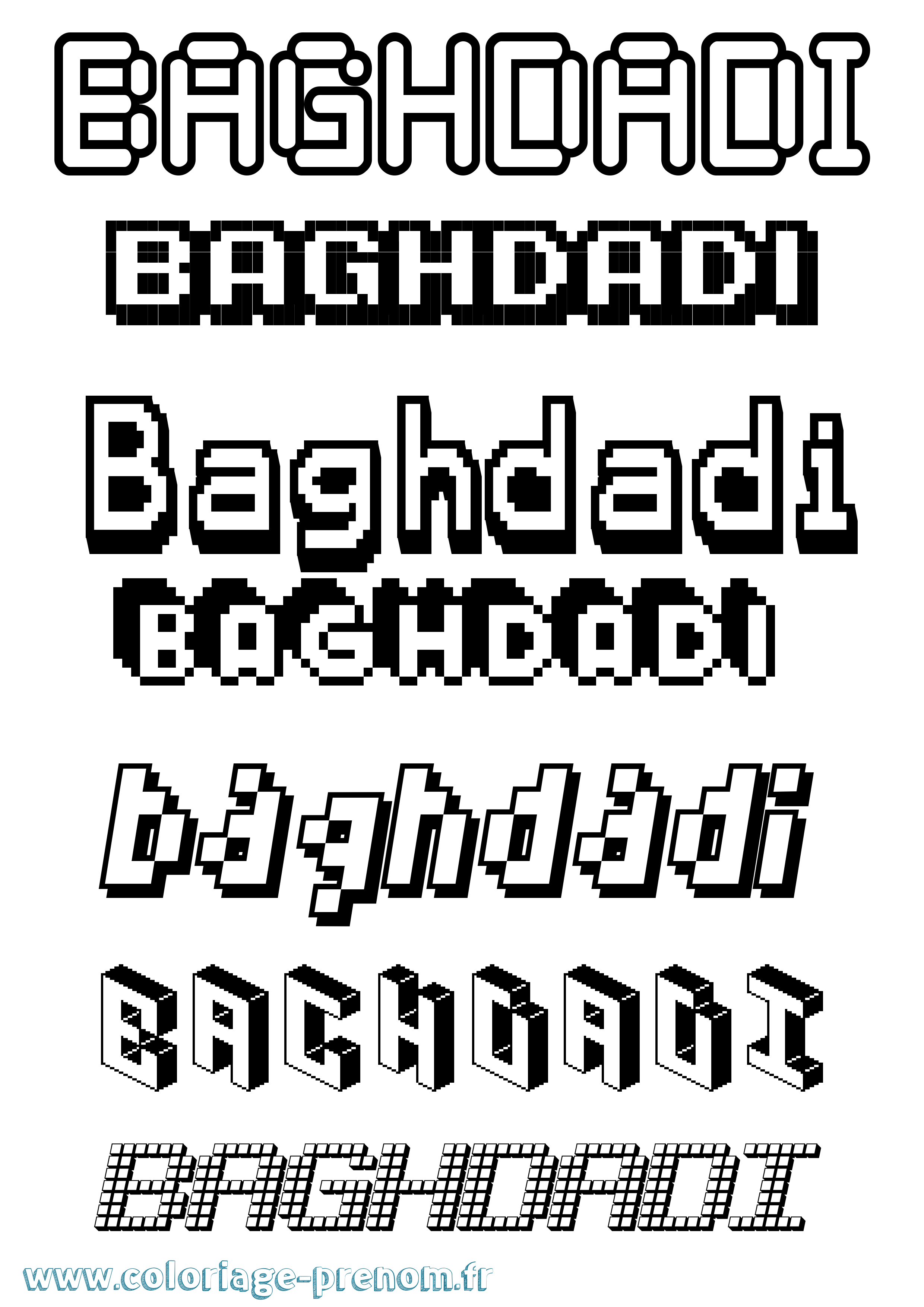 Coloriage Baghdadi Pixel Coloriage prénom Baghdadi Pixel