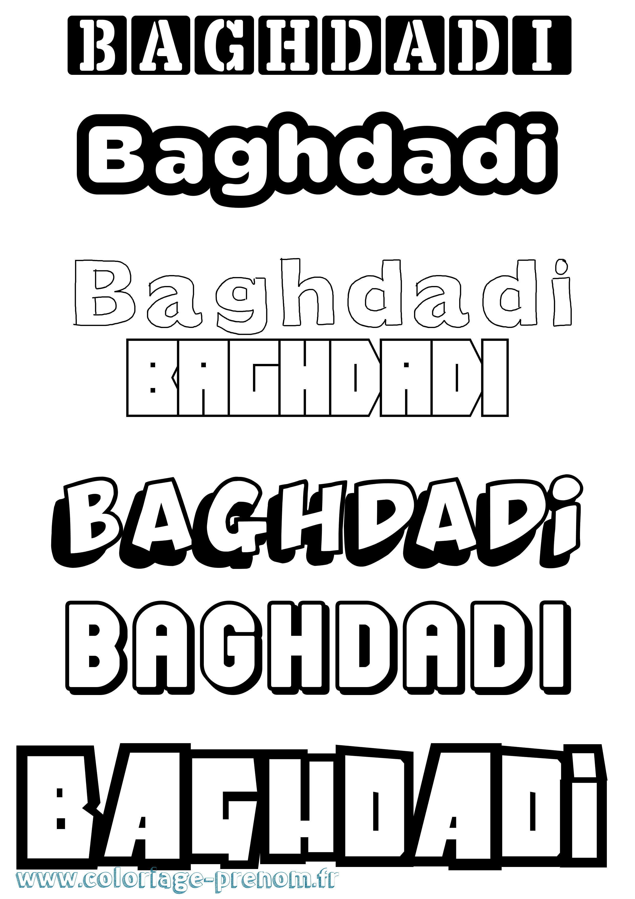 Coloriage Baghdadi Simple Coloriage prénom Baghdadi Simple