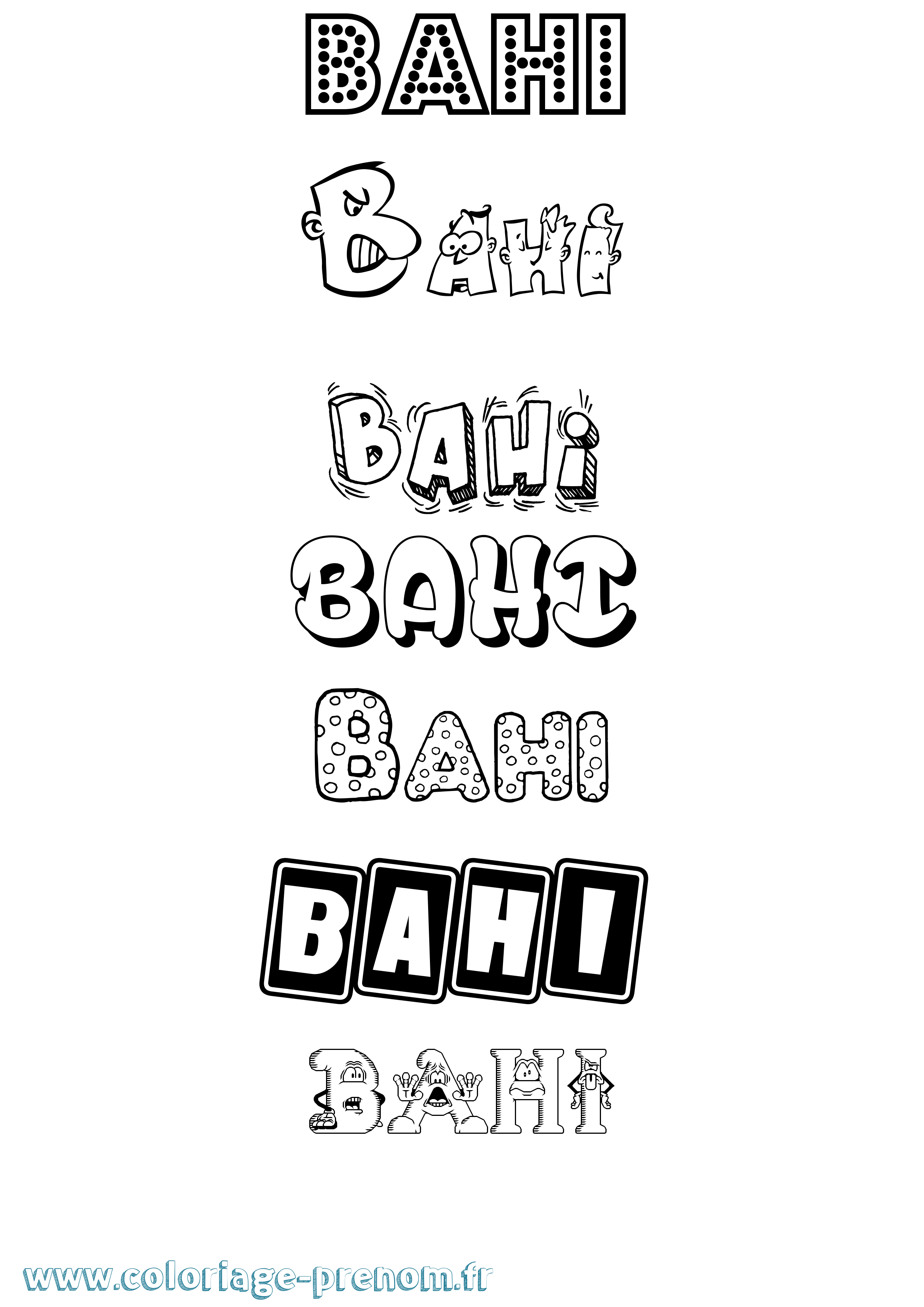 Coloriage prénom Bahi Fun