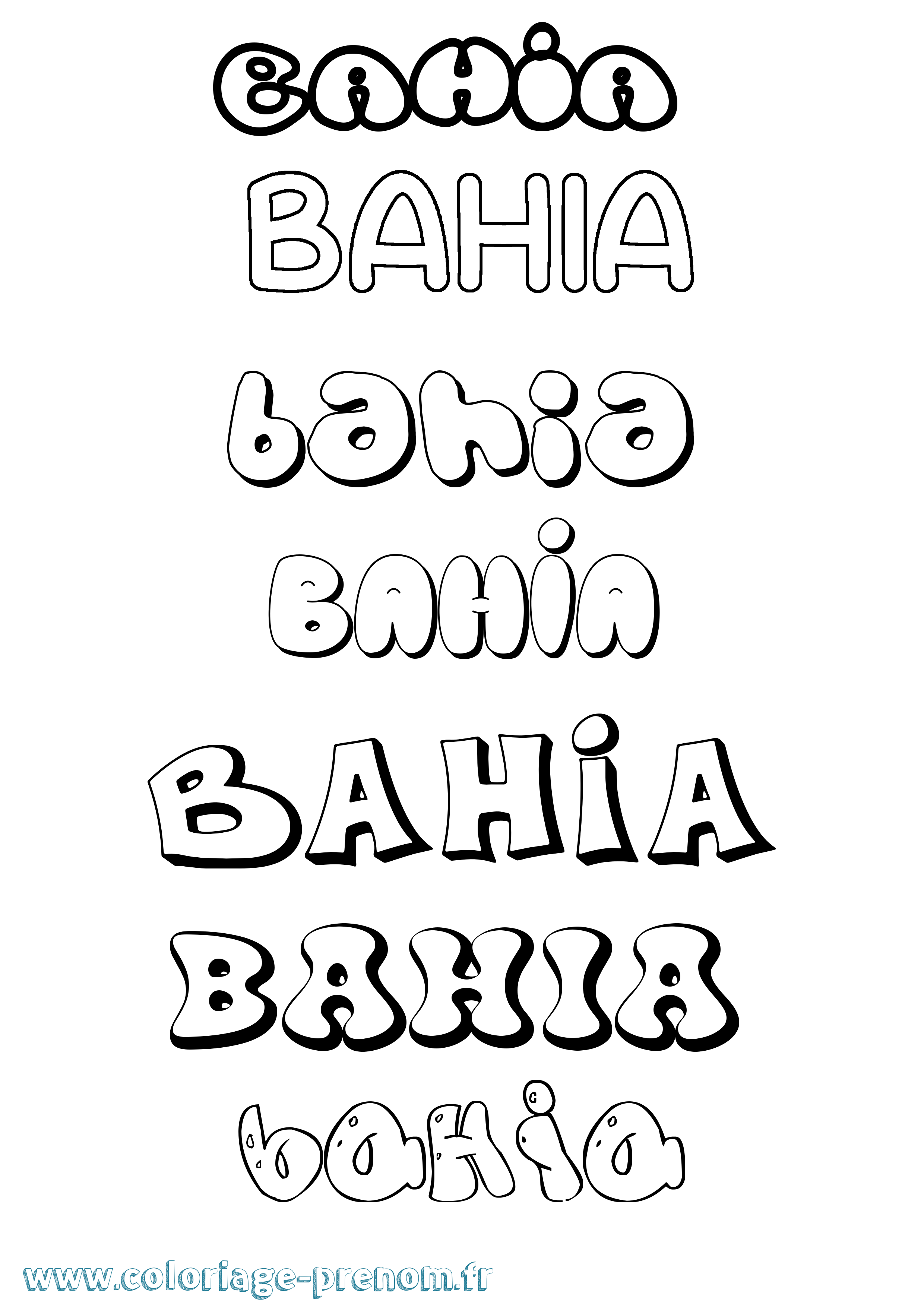 Coloriage Bahia Coloriage prénom Bahia