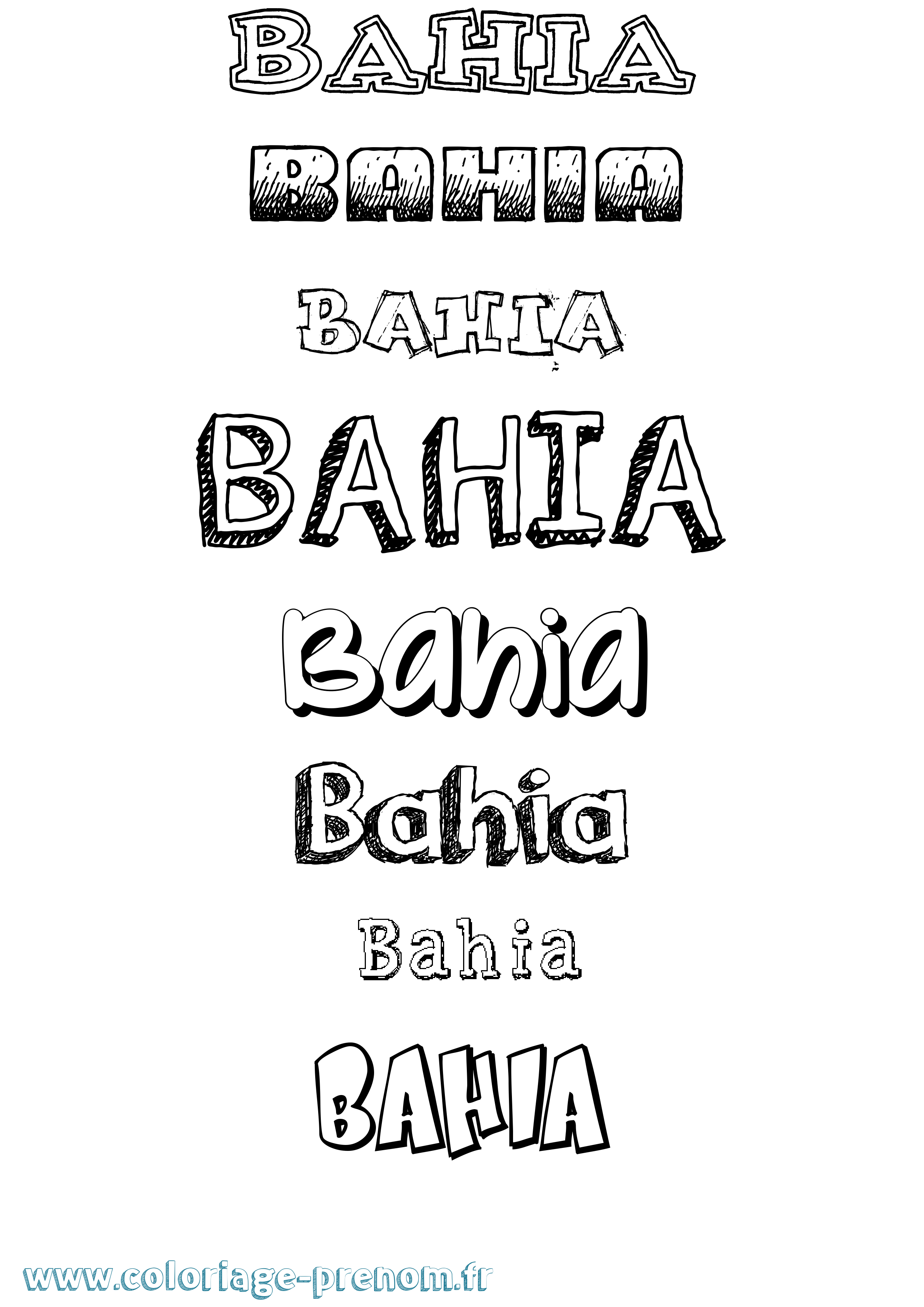Coloriage Bahia Coloriage prénom Bahia