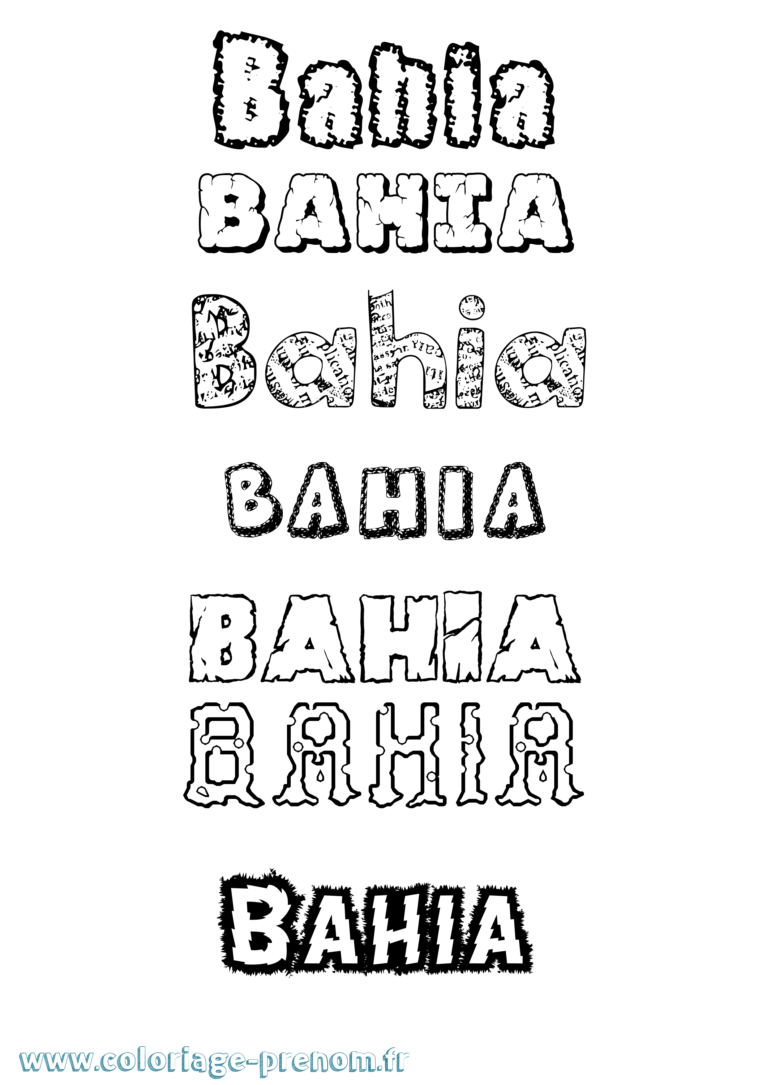 Coloriage prénom Bahia