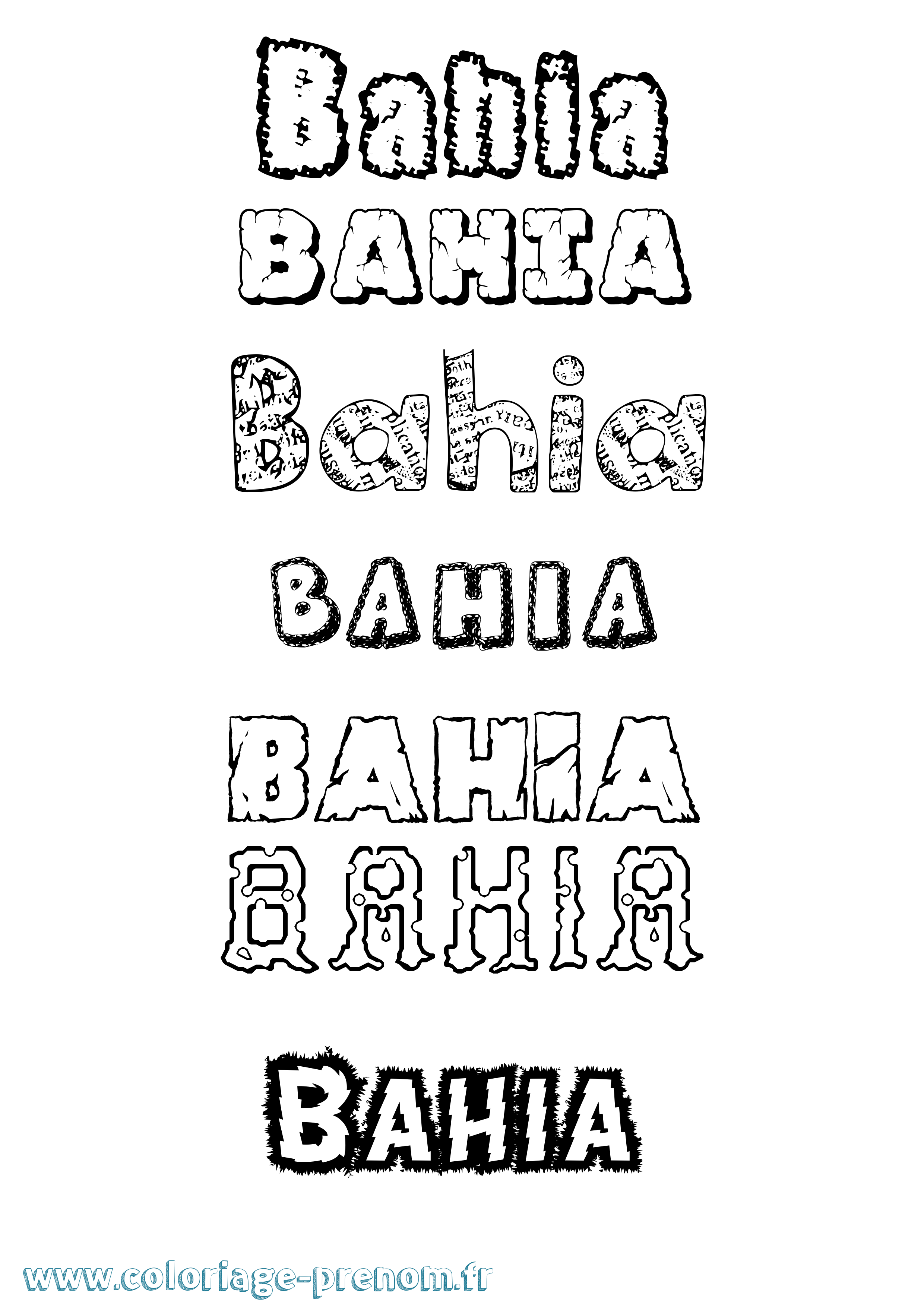 Coloriage Bahia Coloriage prénom Bahia