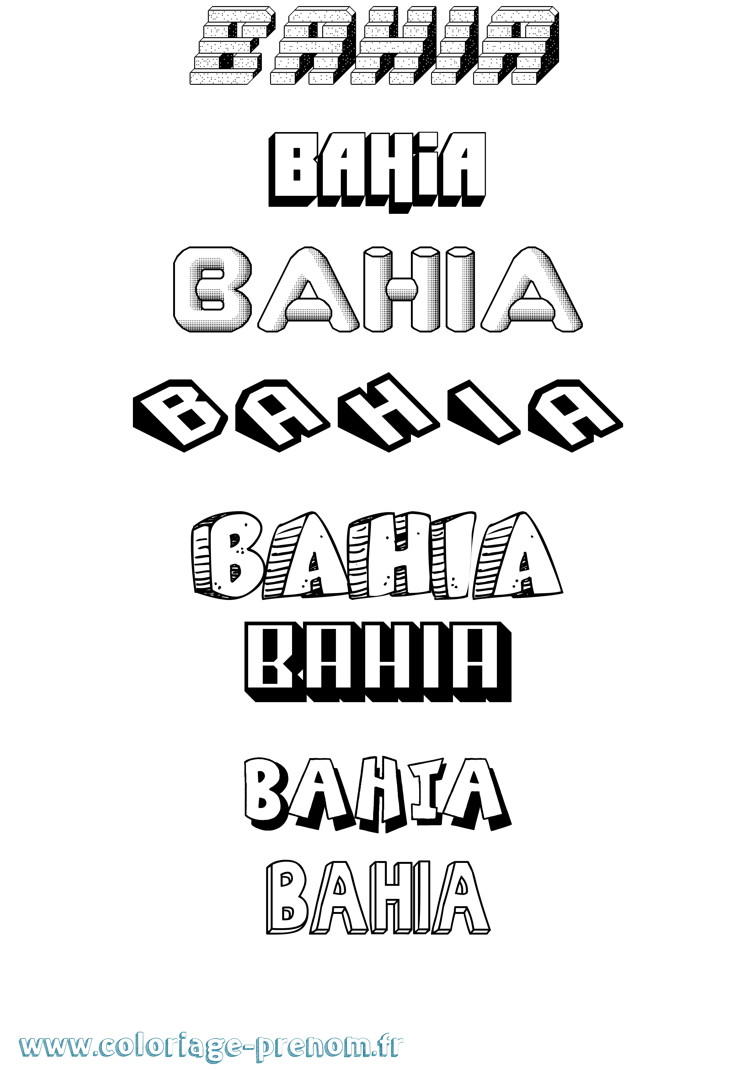 Coloriage prénom Bahia